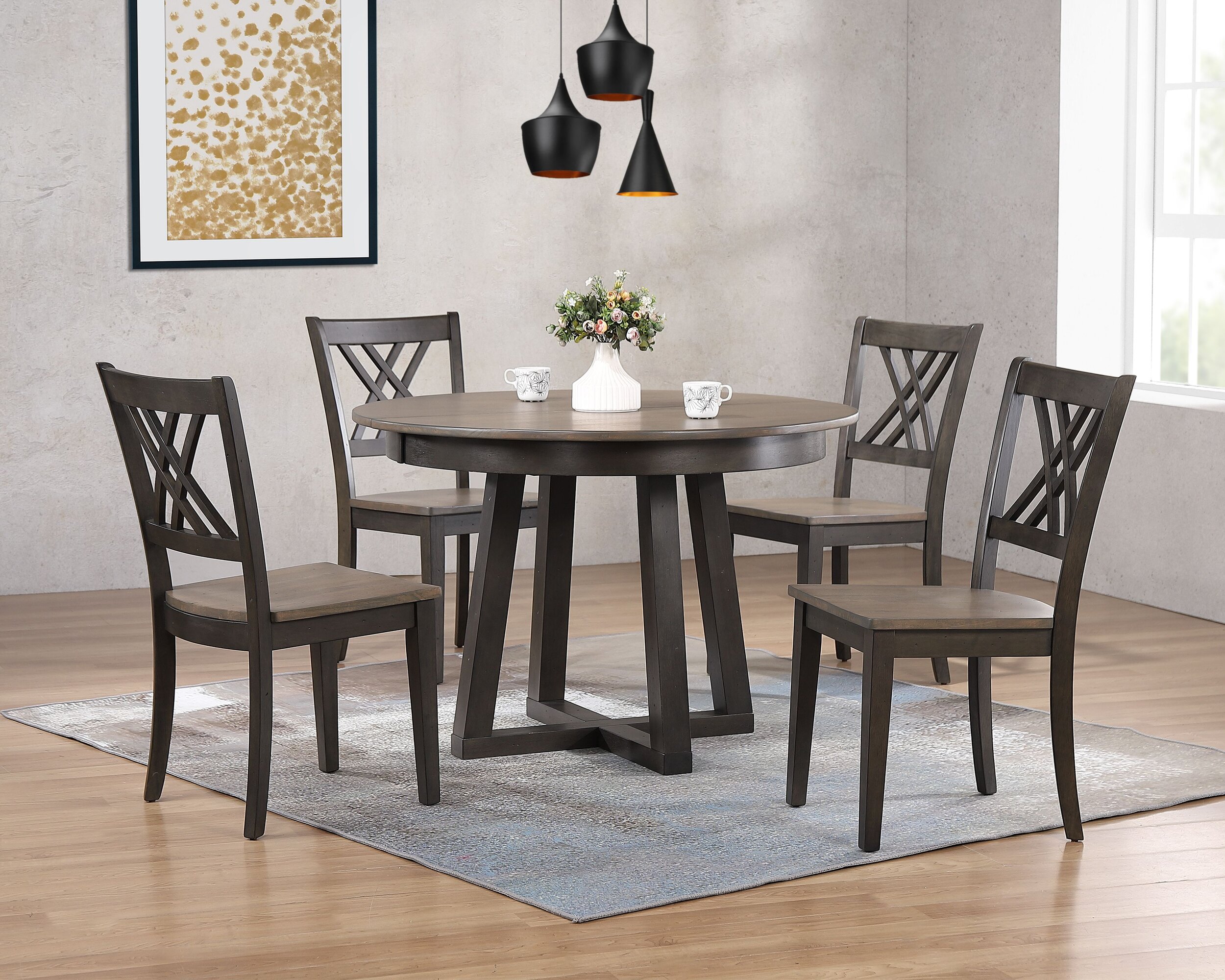 Iconic Furniture Grey Blackstone 5pc Pedestal Dining Set