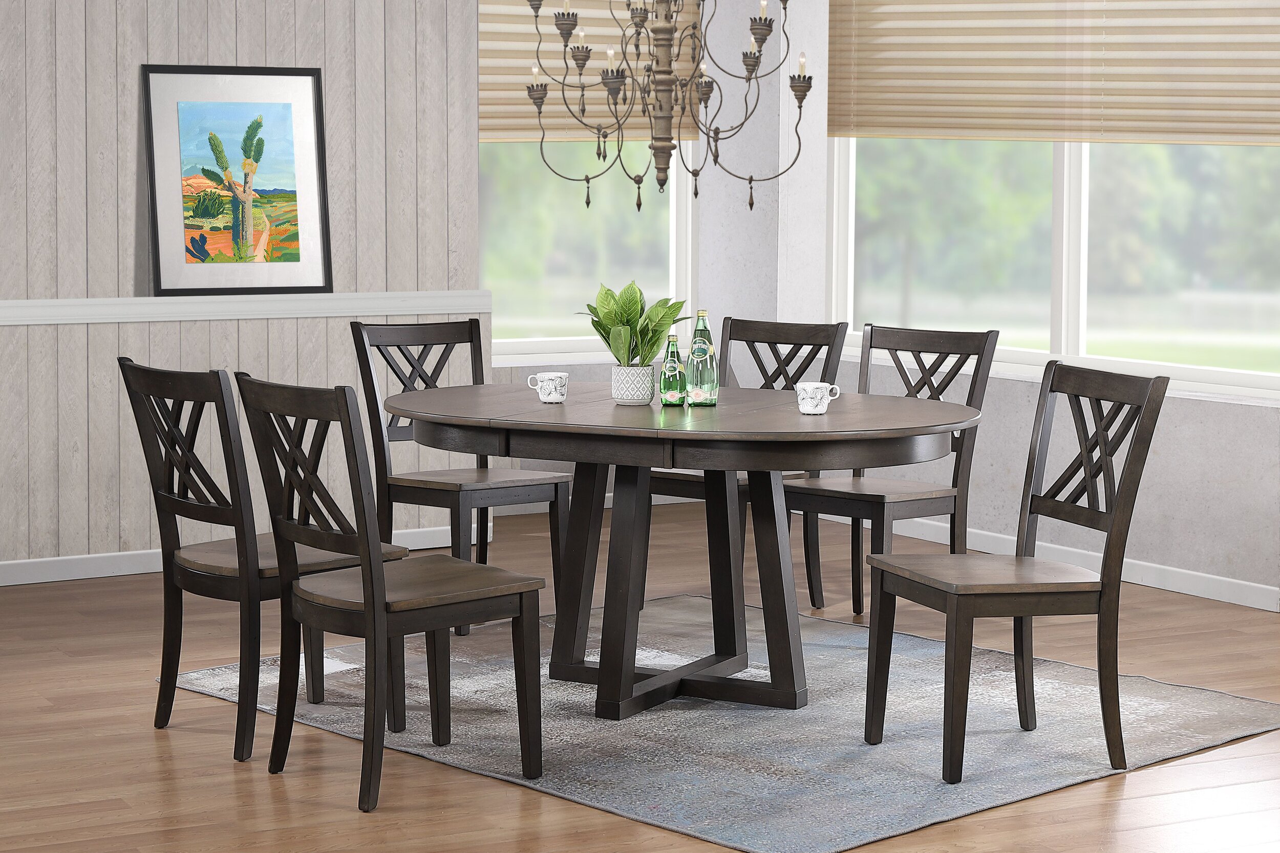 Iconic Furniture Grey Blackstone 7pc Pedestal Dining Set