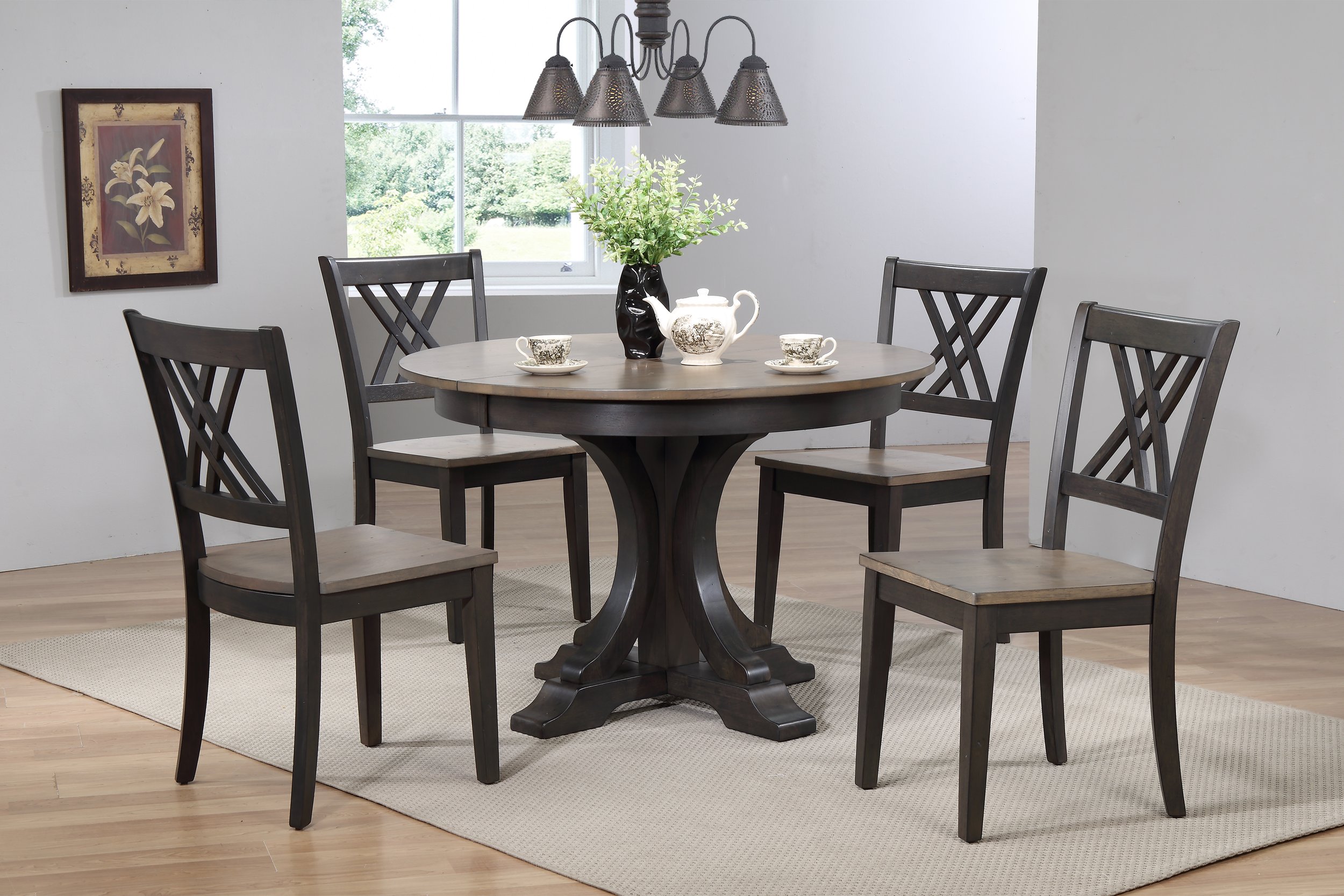 Iconic Furniture Grey Blackstone 5pc Dining Set with X Back Chair