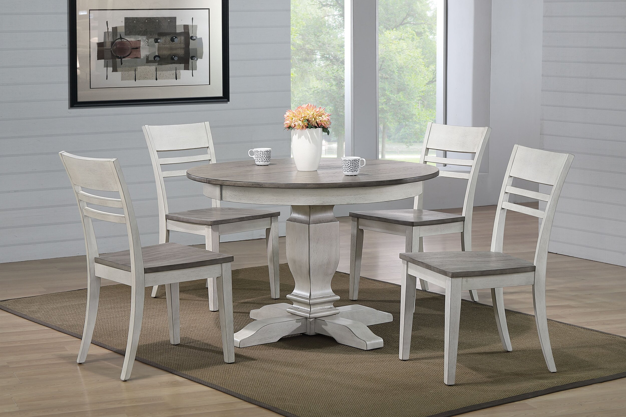 Iconic Furniture Ash Stormy White Transitional 5pc Dining Set