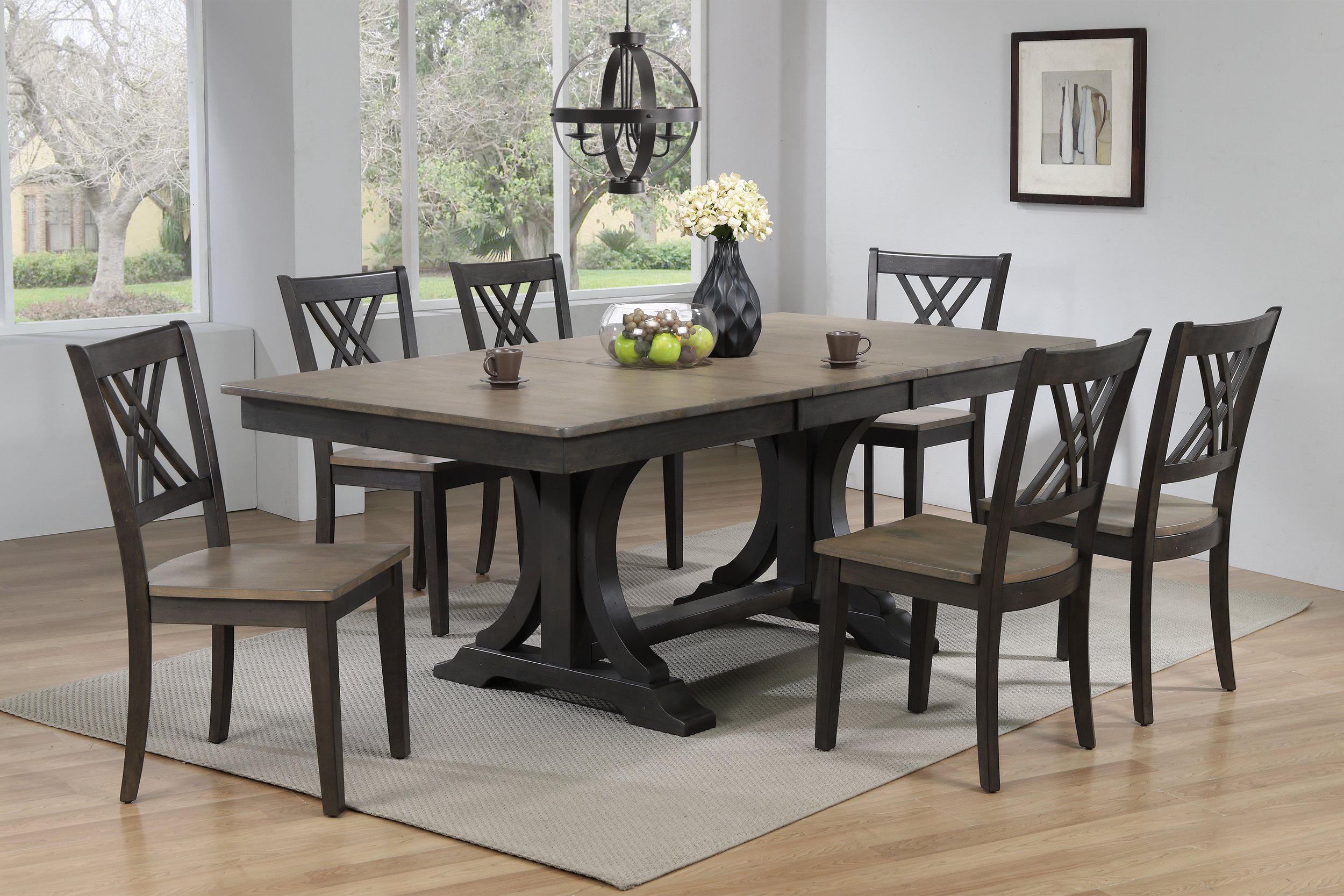 Iconic Furniture Blackstone Grey Transitional 7pc Dining Set
