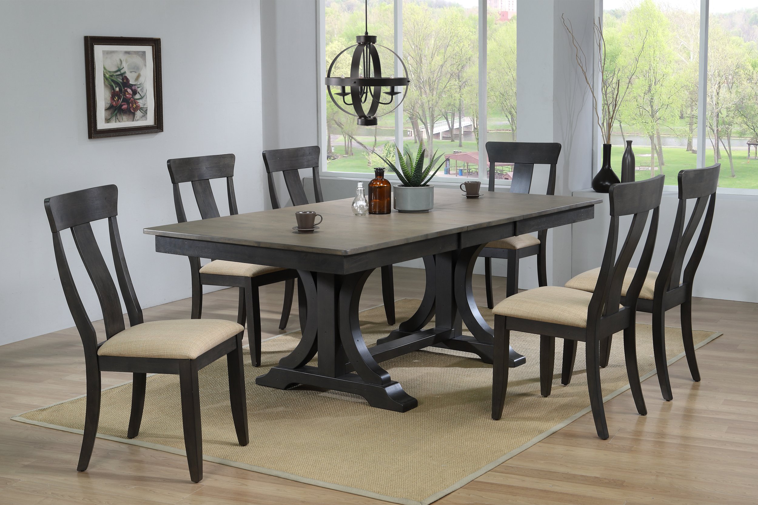 Iconic Furniture Grey Blackstone Upholstered 7pc Dining Set