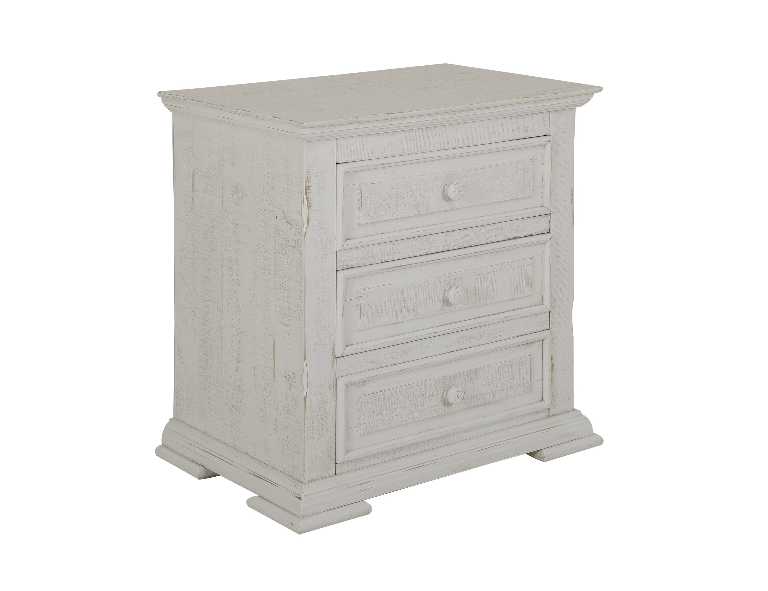 IFD Terra White Distressed 3 Drawers Nightstand