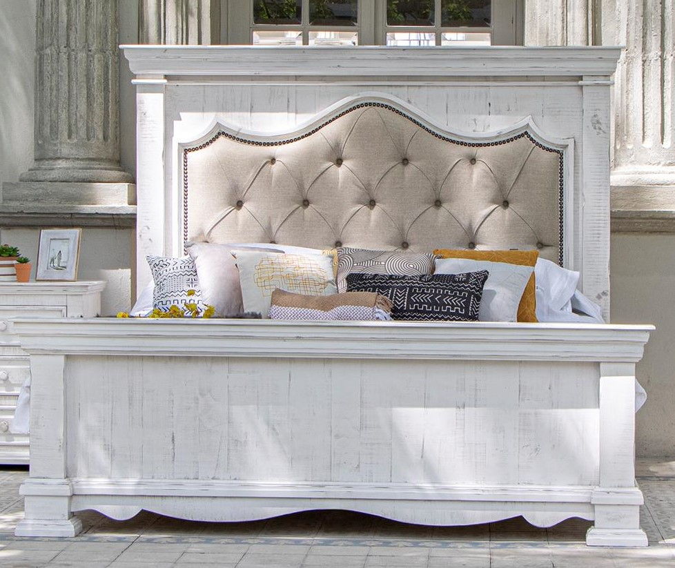 IFD Bella Vintage White Queen Bed