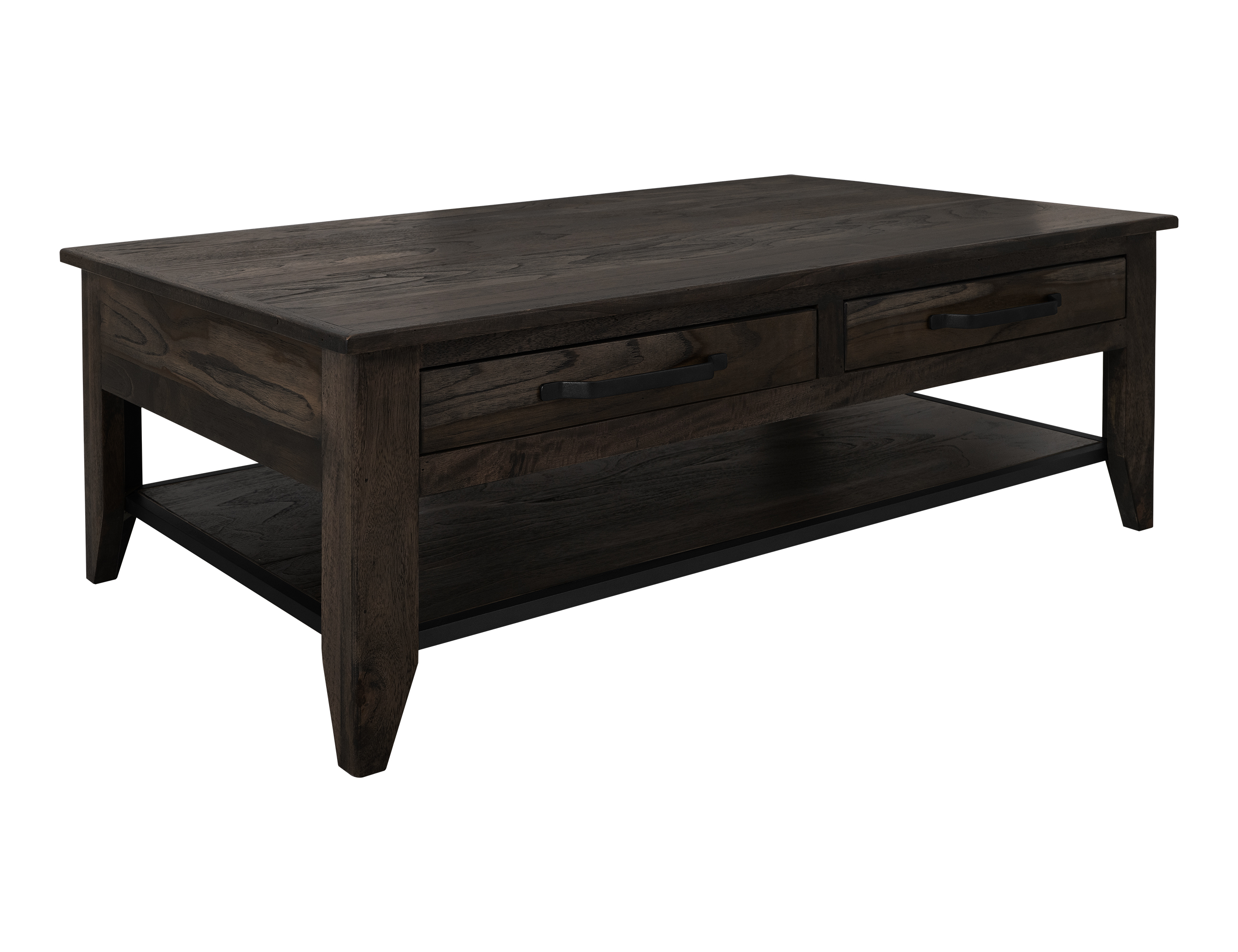 IFD Dark Teak Oil Black 4 Drawers Cocktail Table