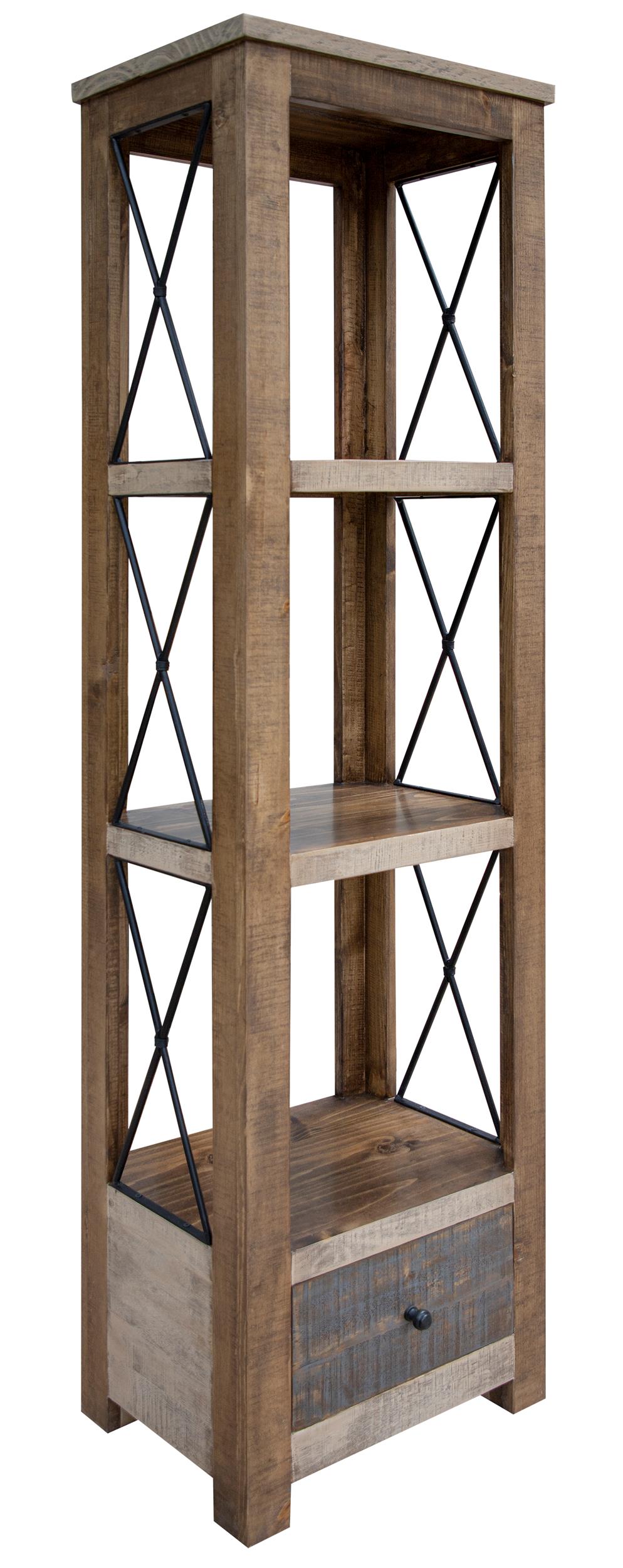 IFD Andaluz Light Brown 3 Shelves 1 Drawer Bookcase