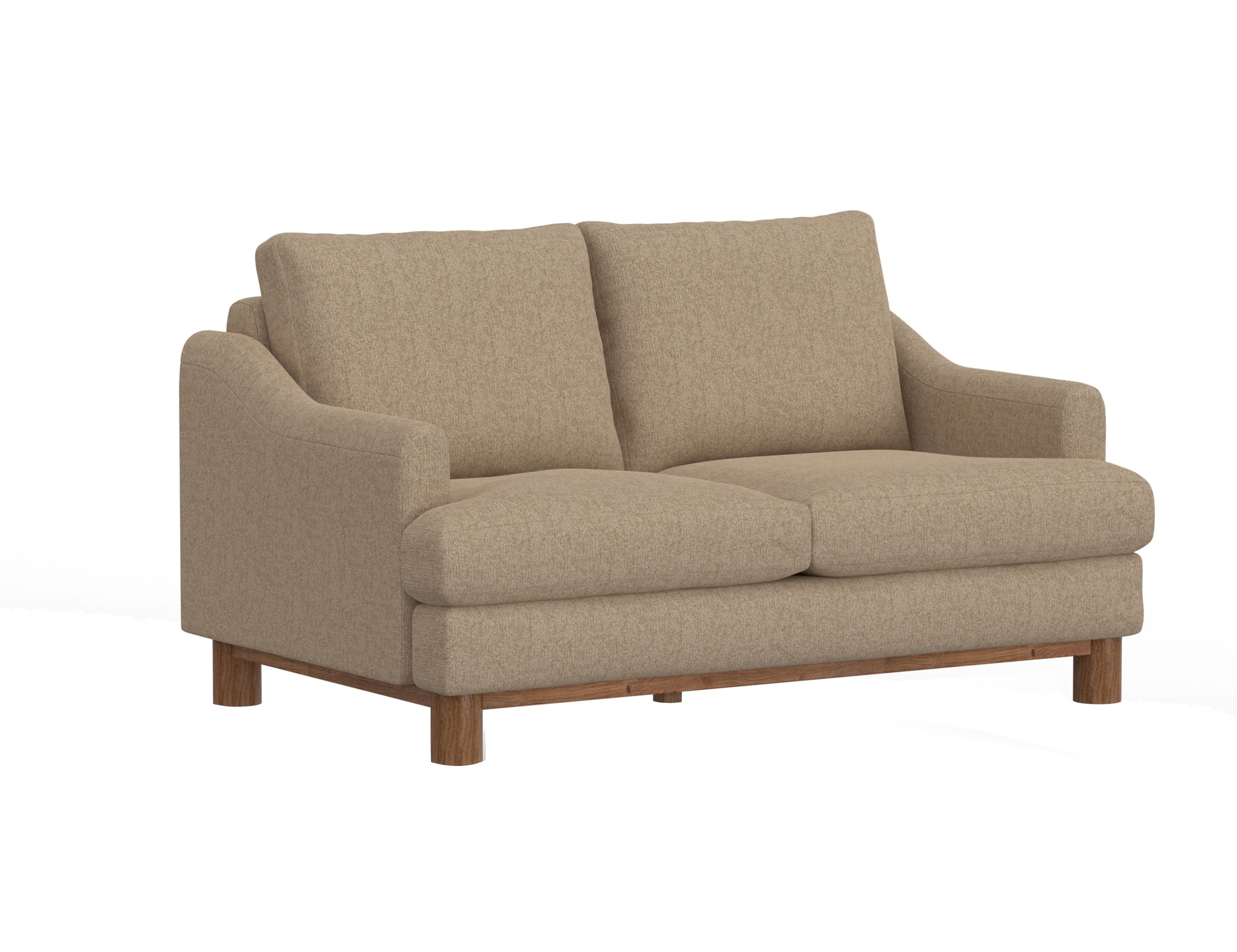 IFD Olimpia Brown Camel Wooden Frame and Base Loveseat