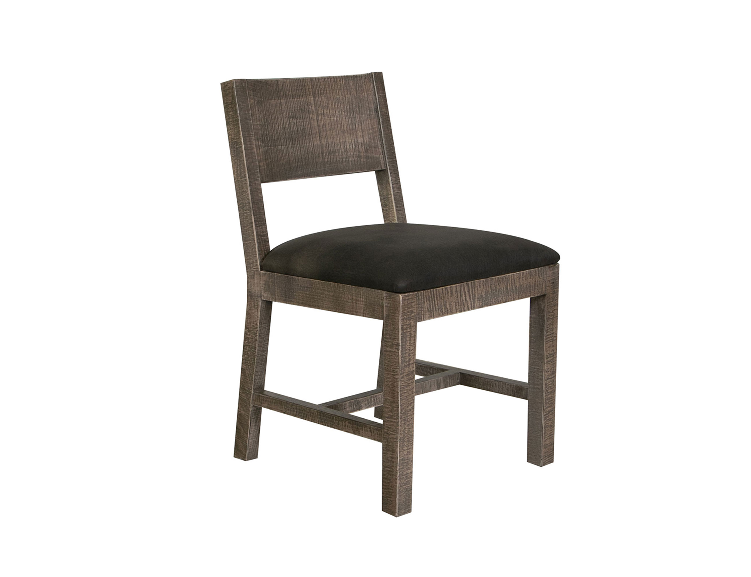 2 IFD Blacksmith Truffle Brown Oil Black Upholstered Seat Wooden Chairs
