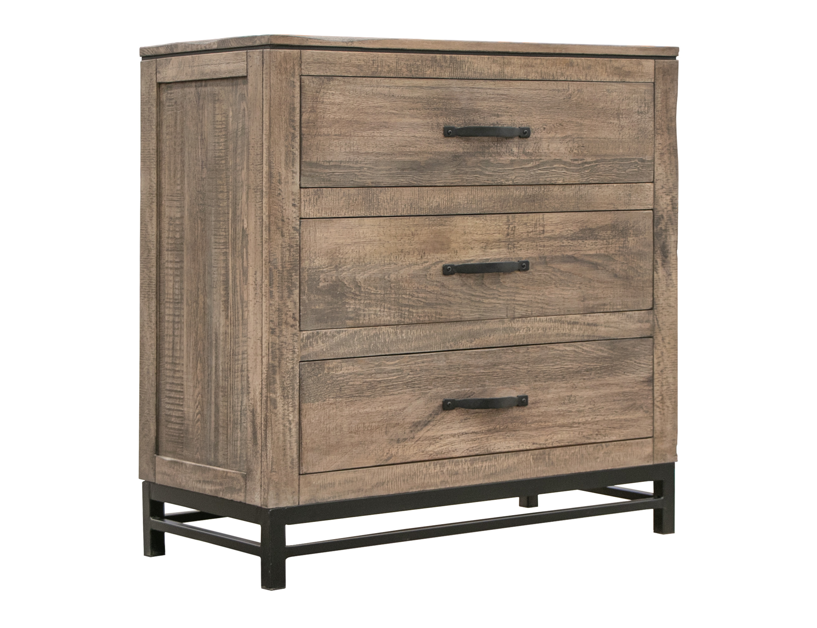 IFD Blacksmith Truffle Brown Oil Black 3 Drawers Chest