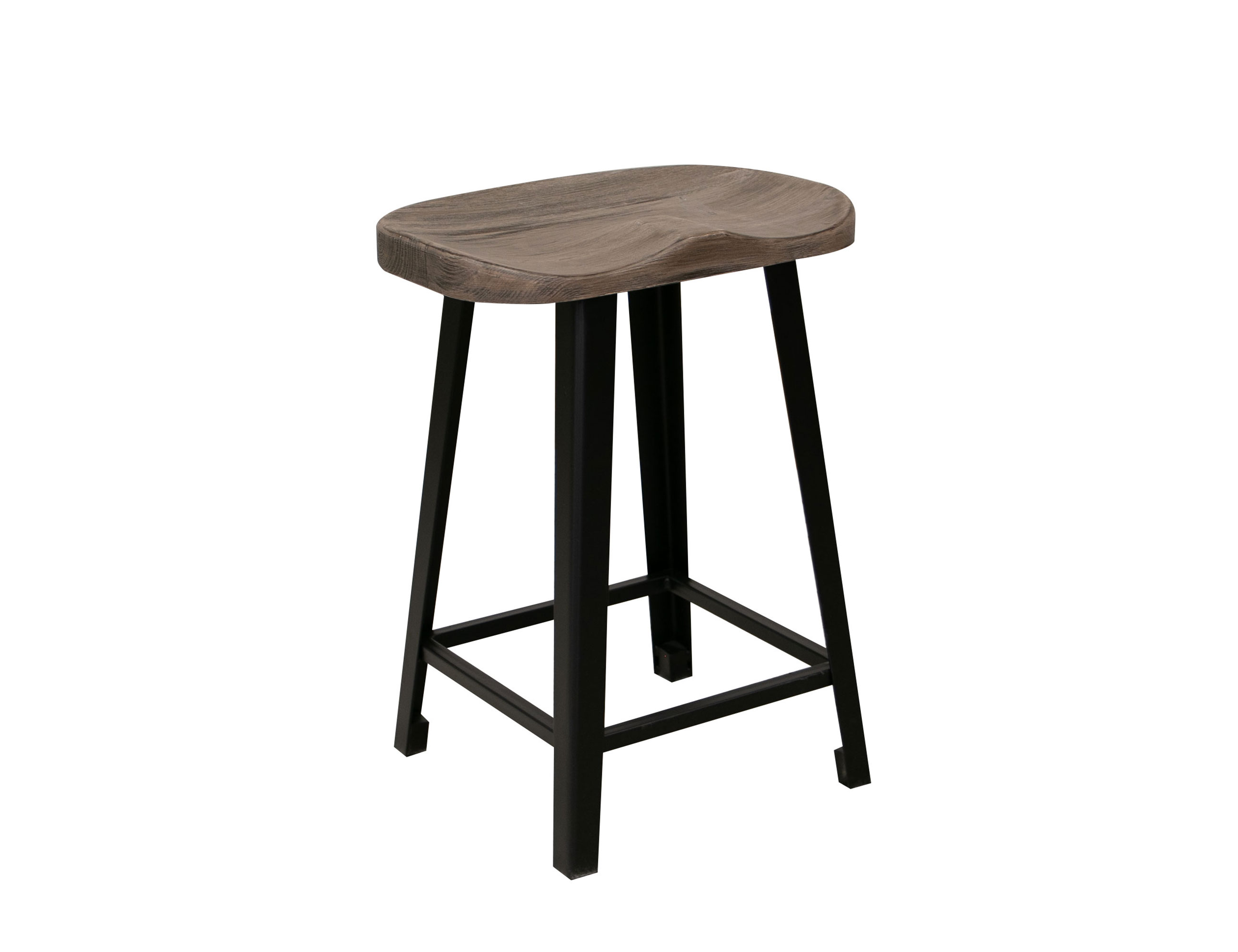 IFD Blacksmith Truffle Brown Oil Black 24 Inch Stool