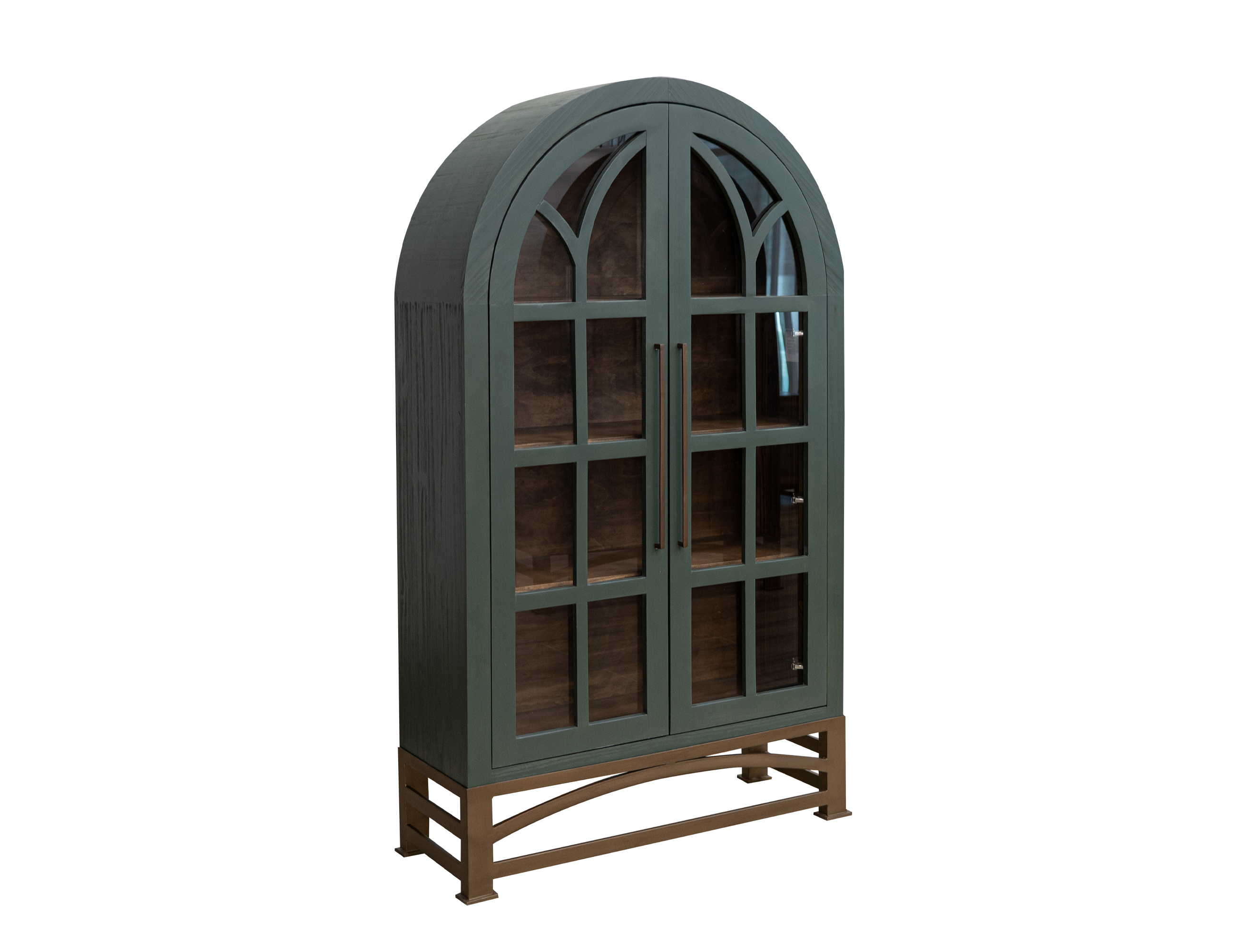 IFD Obsidian Forest Green 2 Glass Doors Cabinet