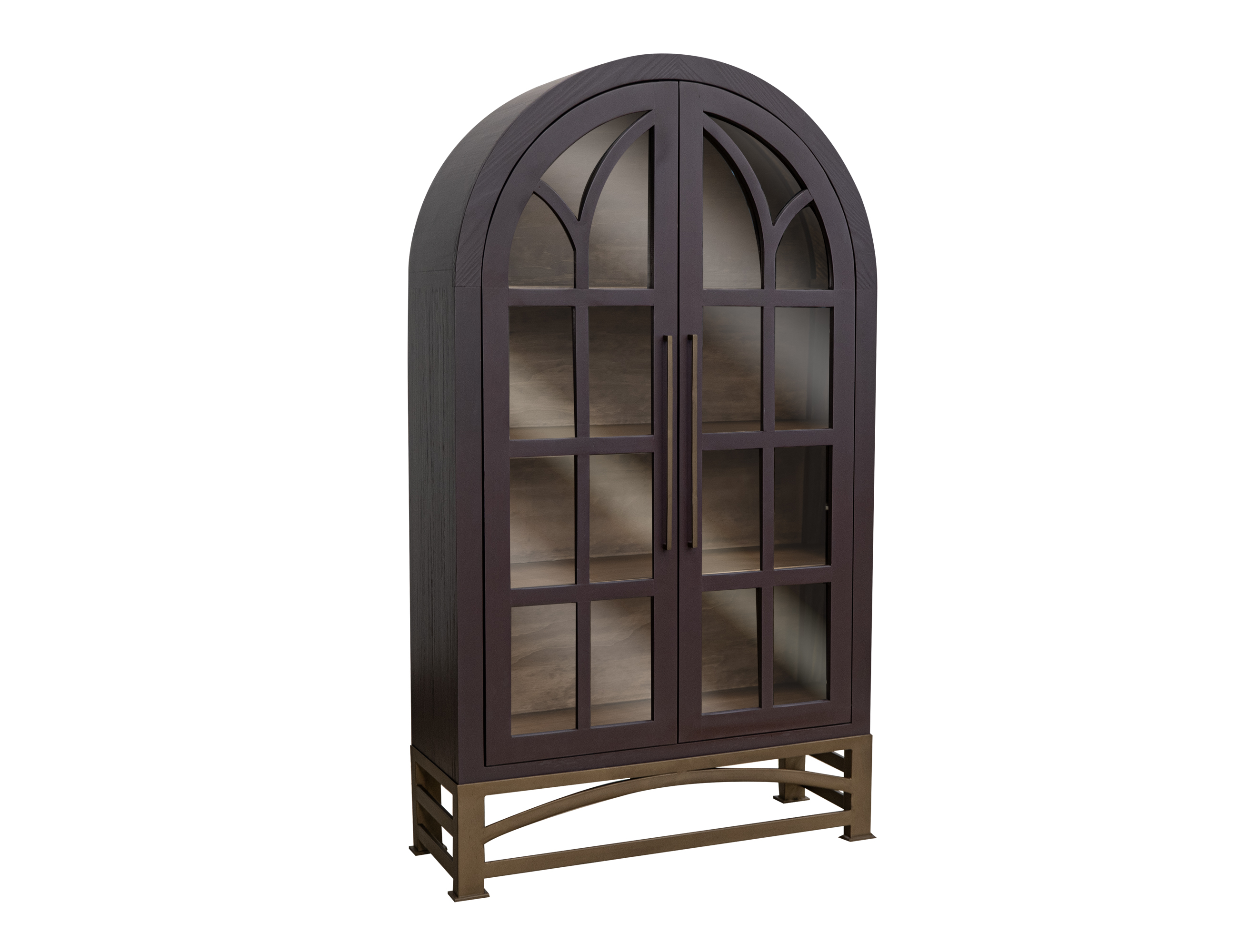 IFD Obsidian Merlot Red 2 Glass Doors Cabinet