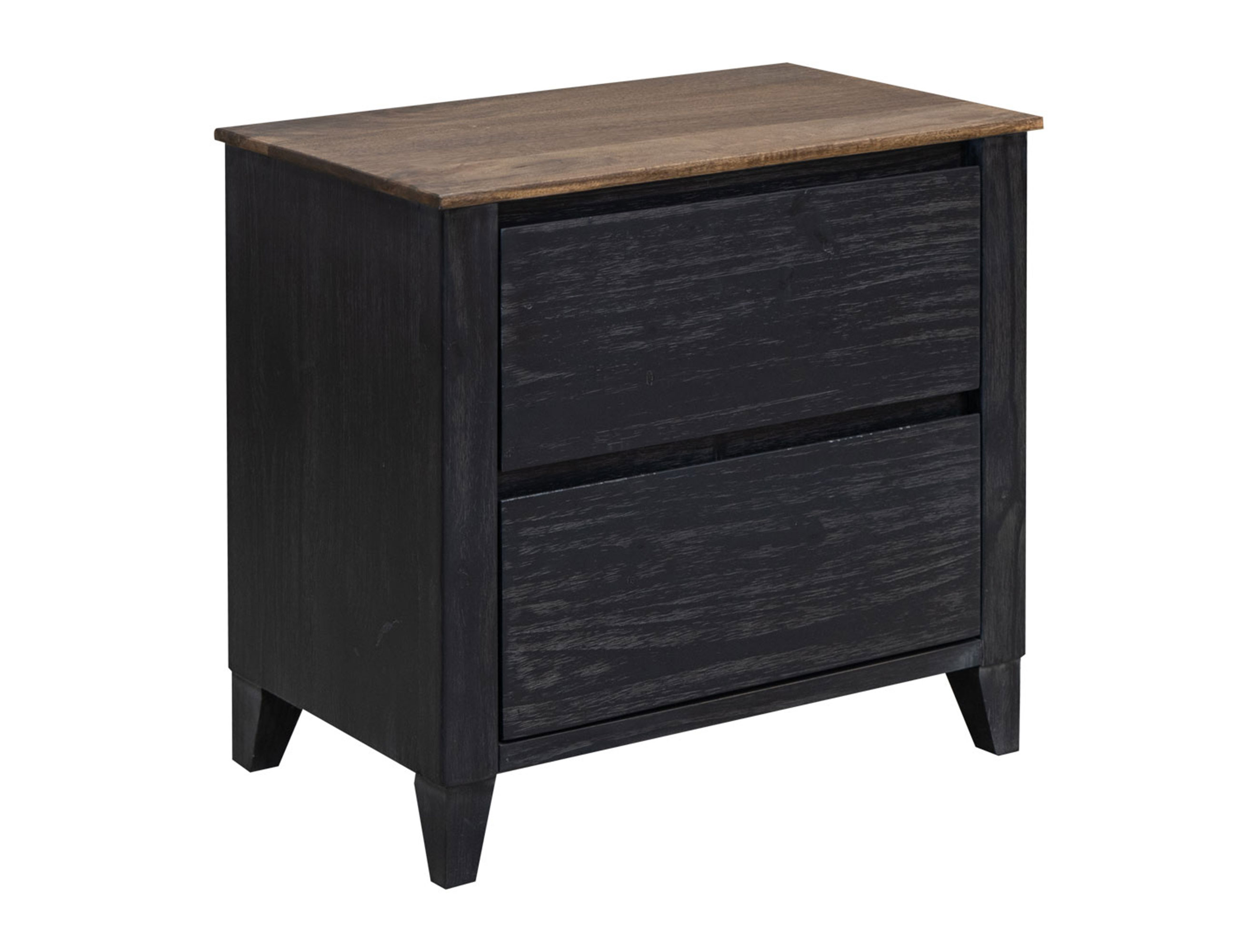 IFD Empire Satin Black Brown 2 Drawers Nightstand