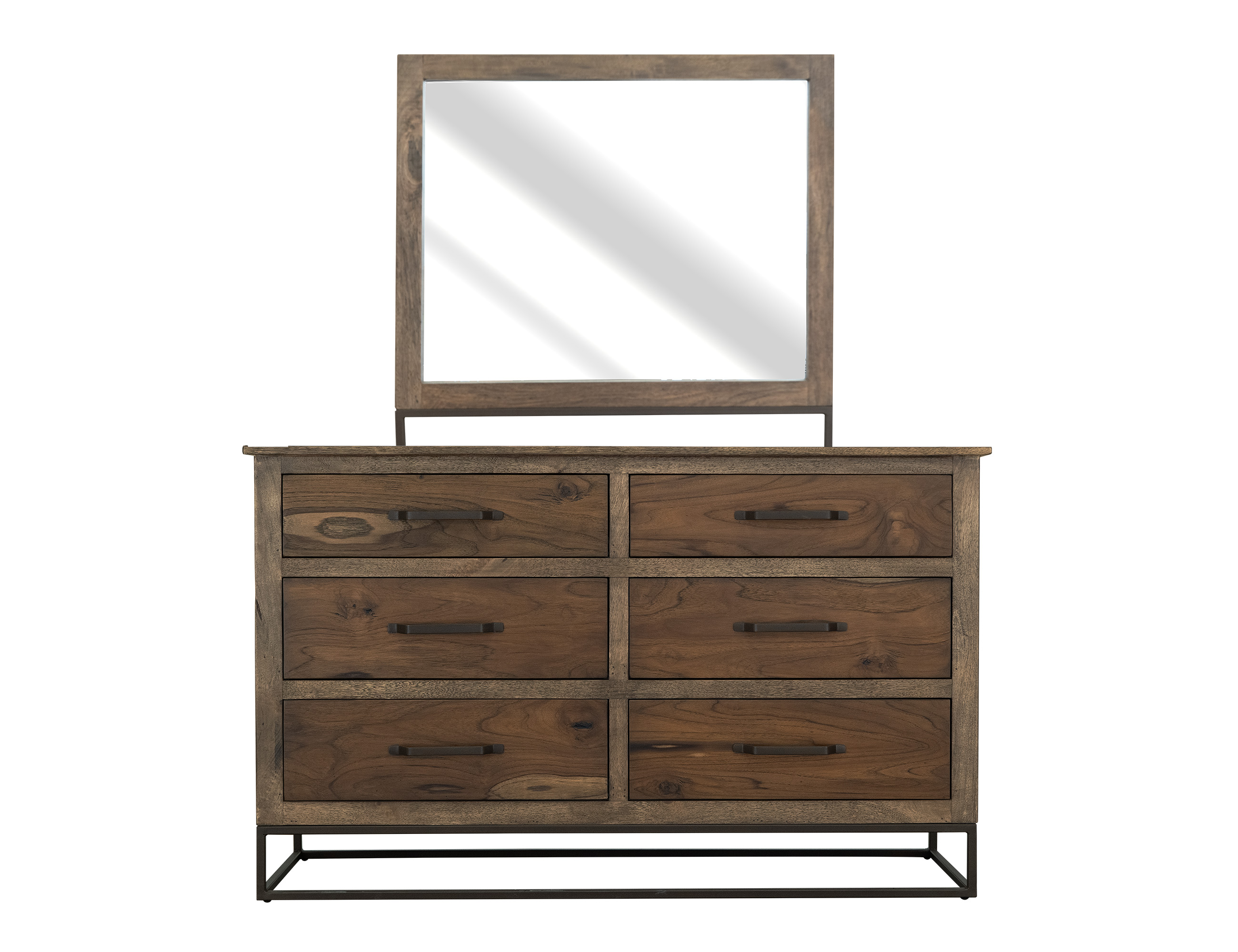 IFD Natural Teca Peanut Brown Dresser and Mirror