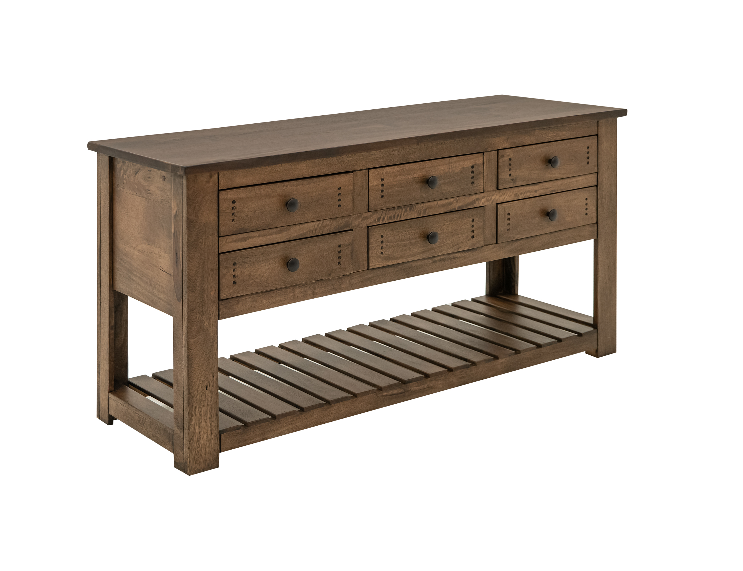 IFD Parota III Barrel Brown 6 Drawer Sofa Table