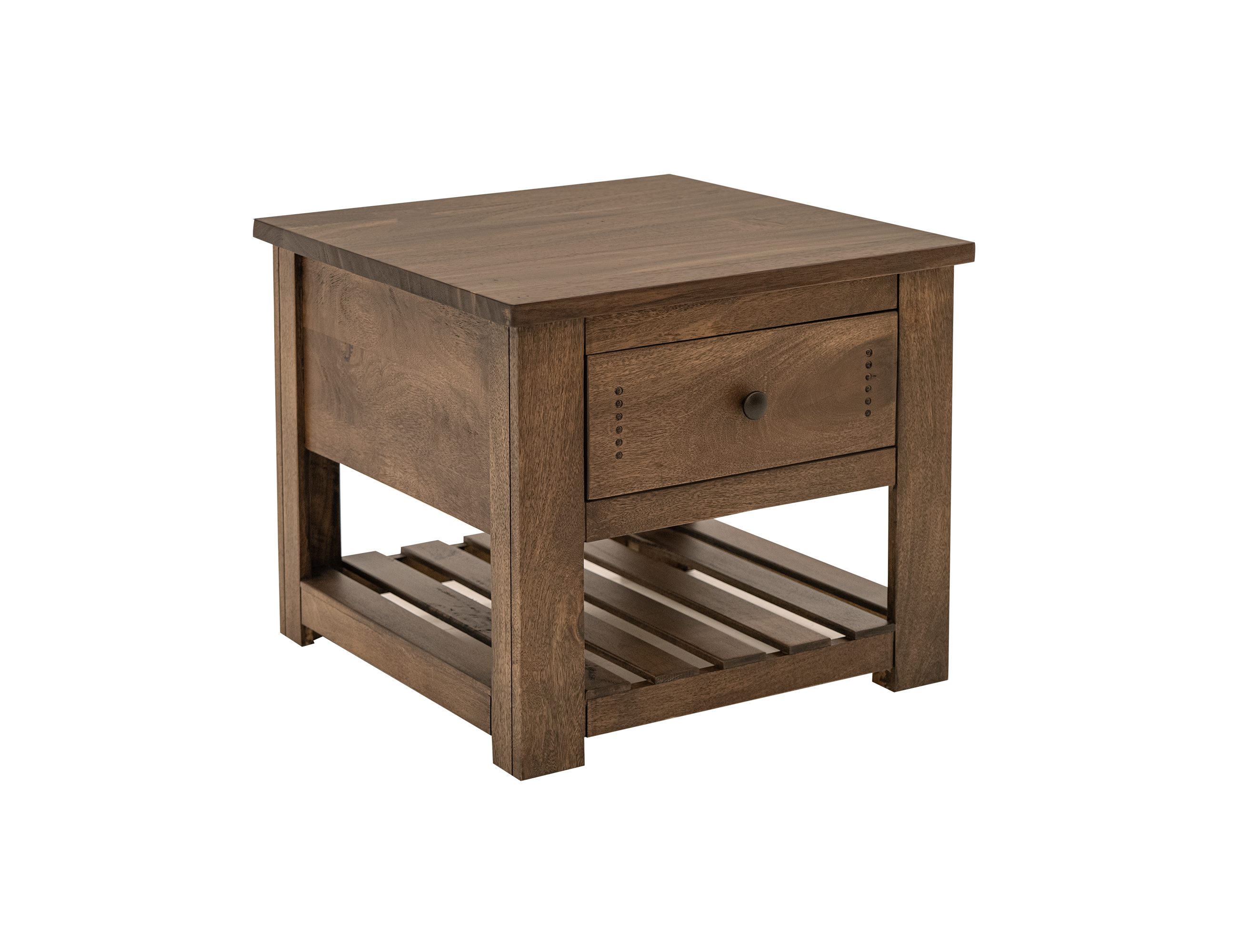 IFD Parota III Barrel Brown 1 Drawer End Table