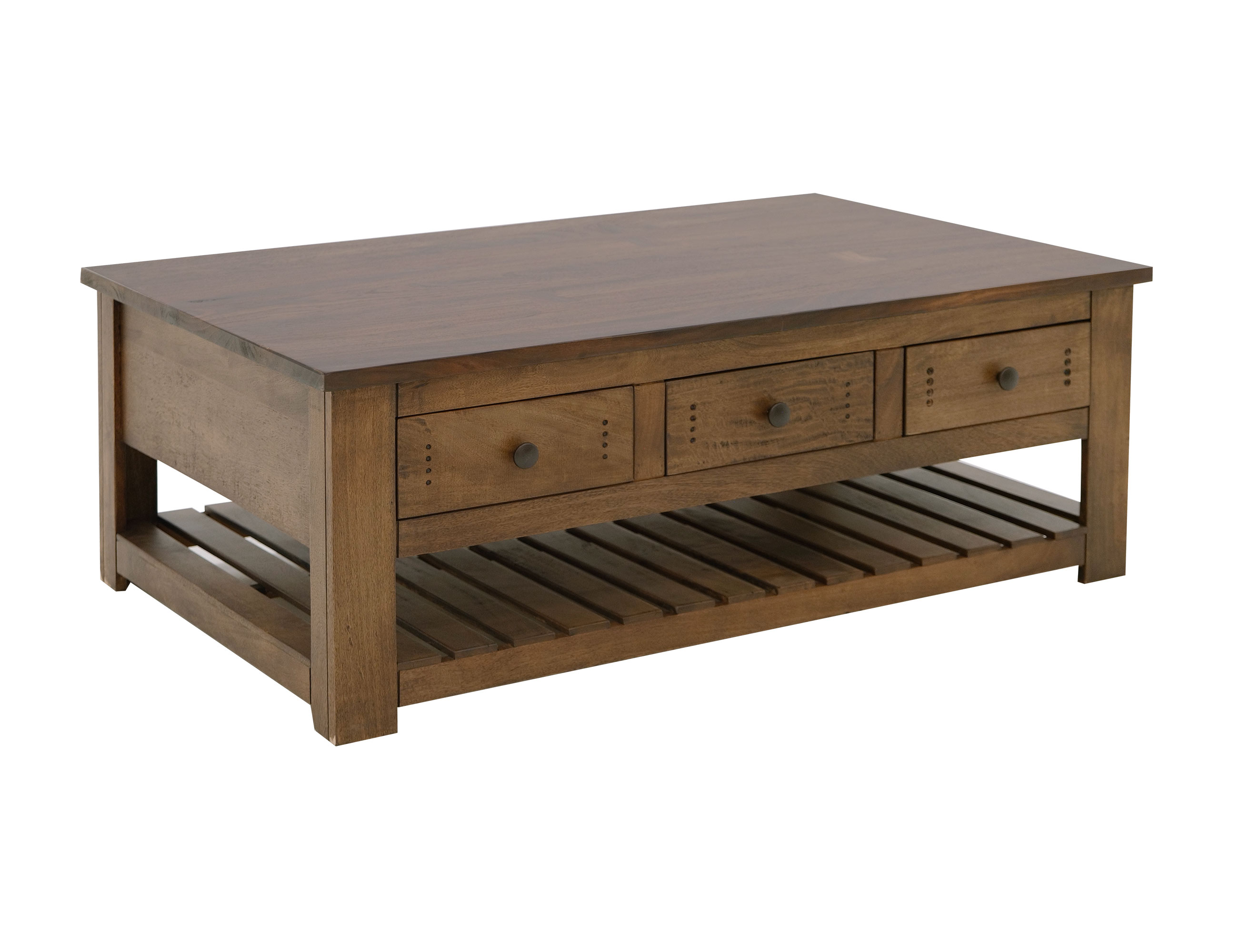 IFD Parota III Barrel Brown 3pc Coffee Table Set