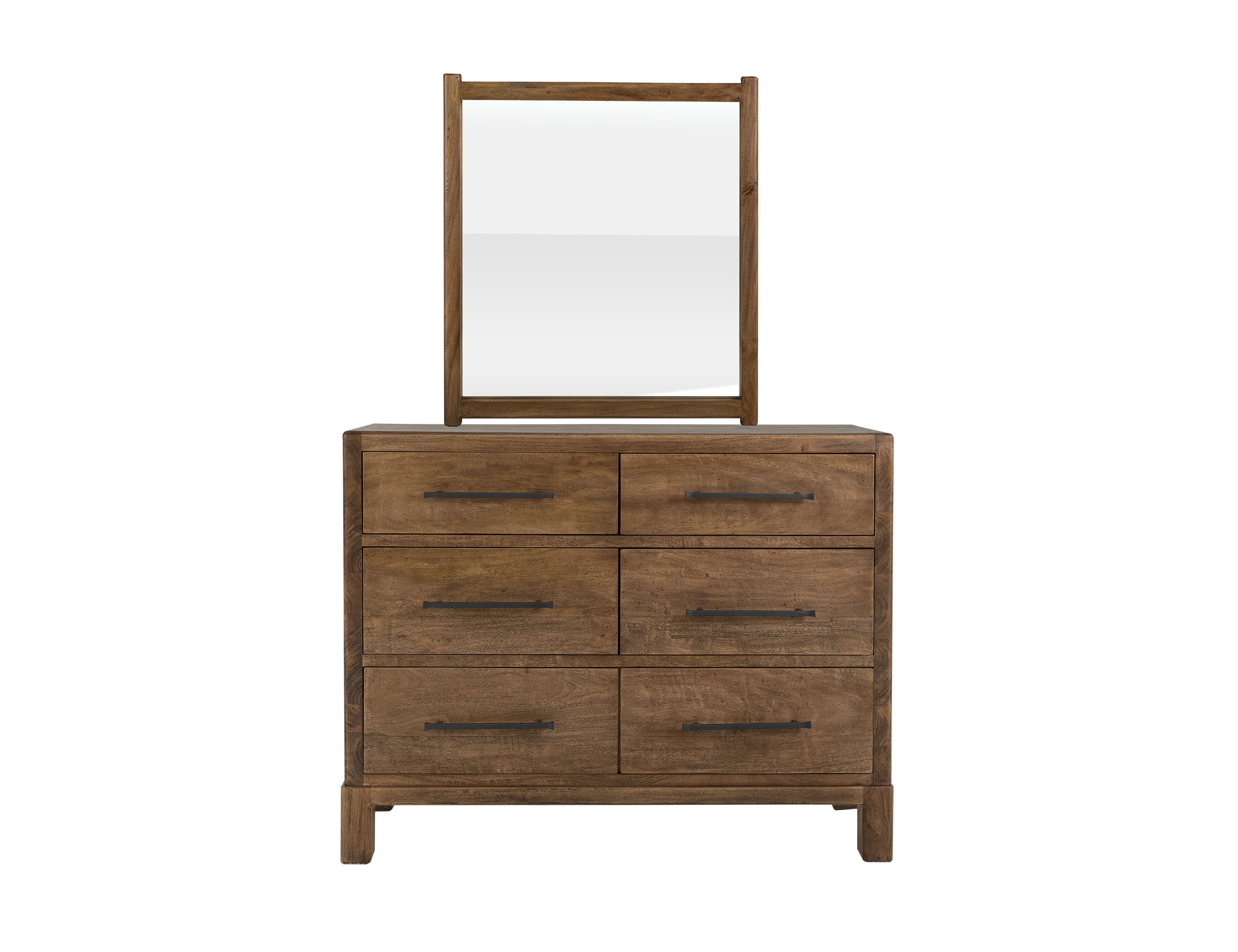 IFD Merida Barrel Brown 6 Drawer Dresser and Mirror