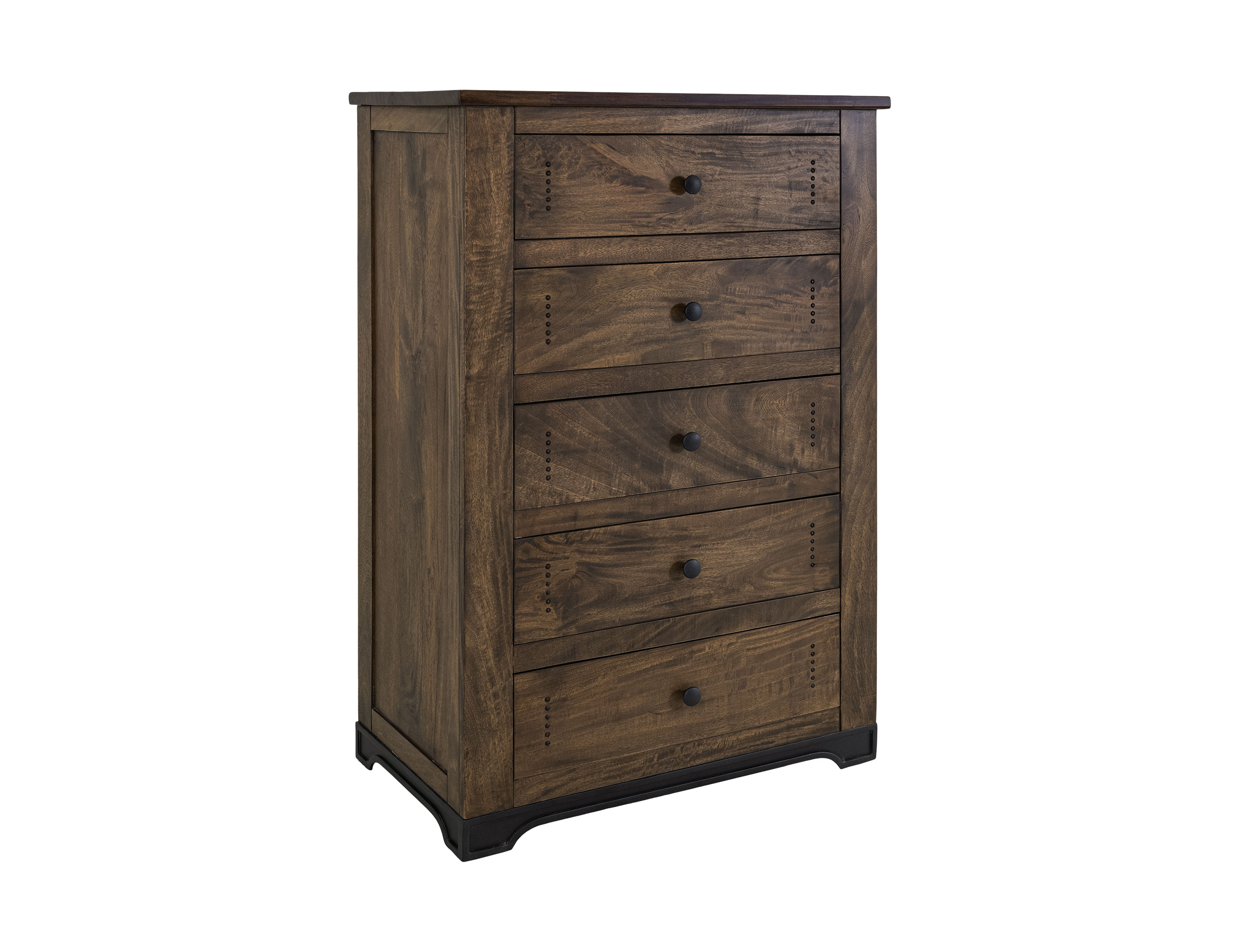 IFD Parota III Barrel Brown 5 Drawer Chest