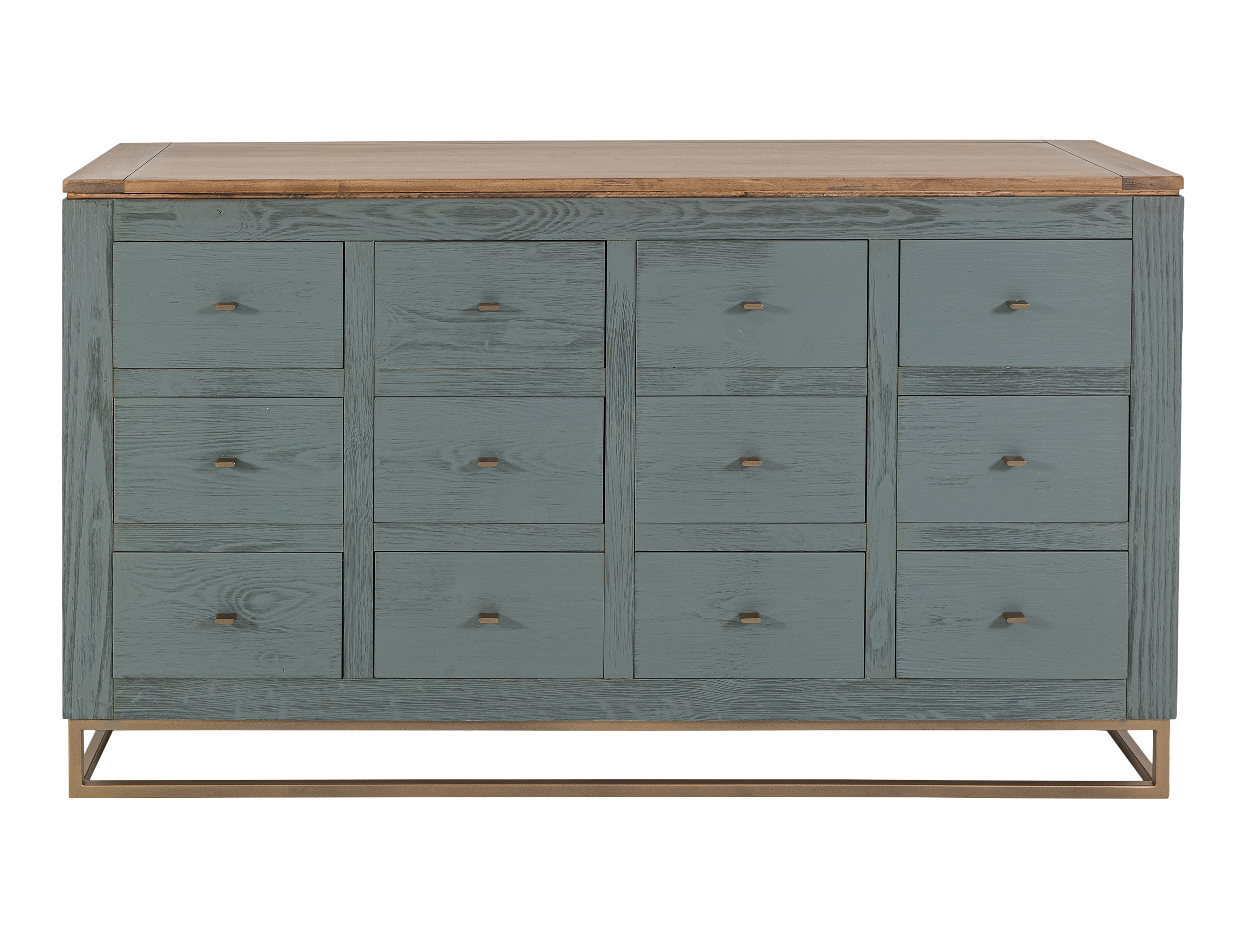 IFD Timber Forest Green 12 Drawer Console