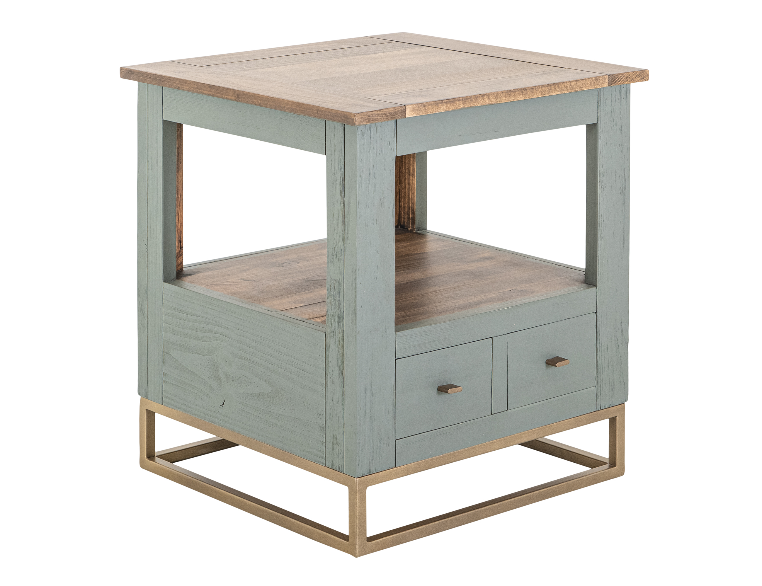 IFD Timber Forest Green 2 Drawer End Table