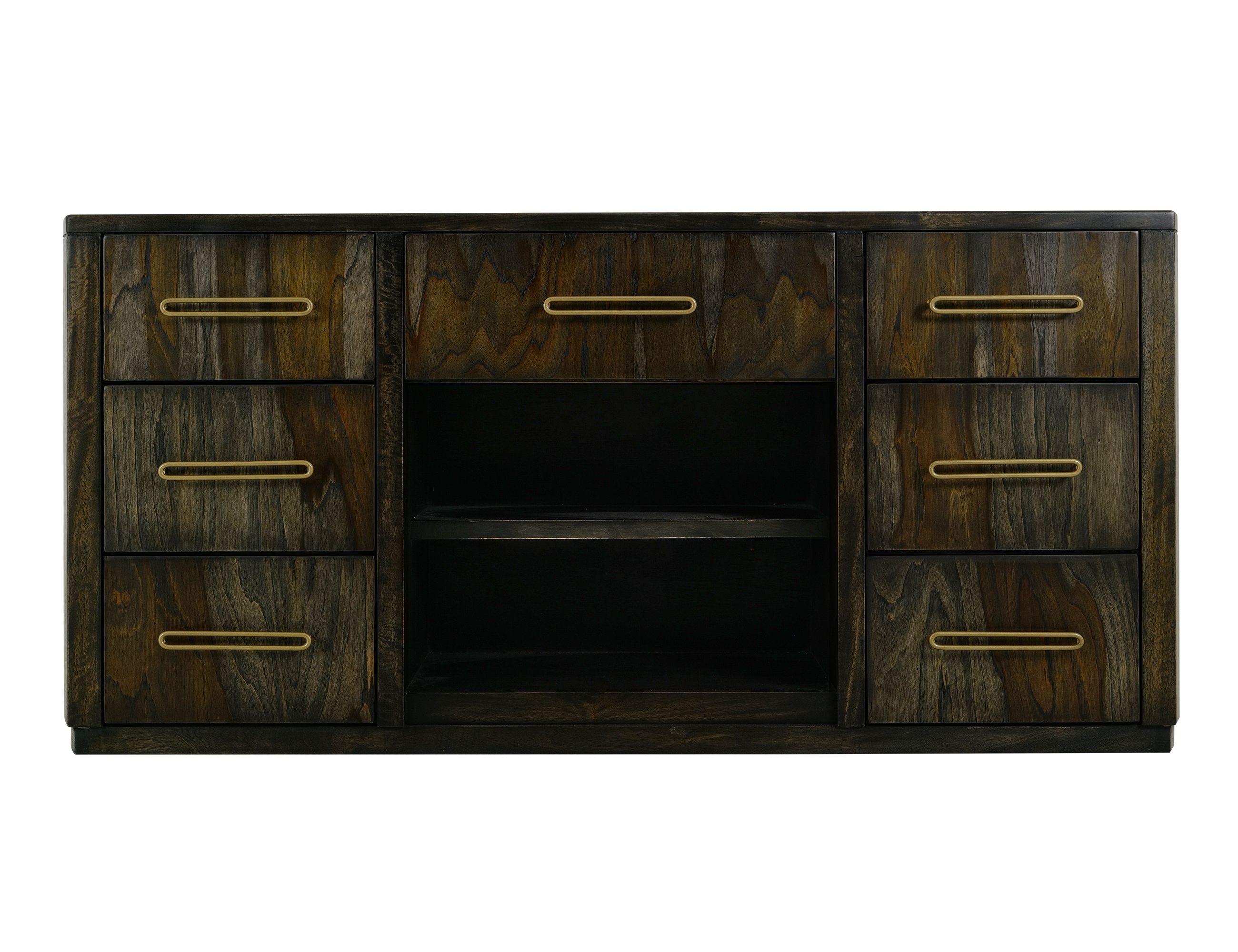 IFD Balam Oil Black 7 Drawer Console