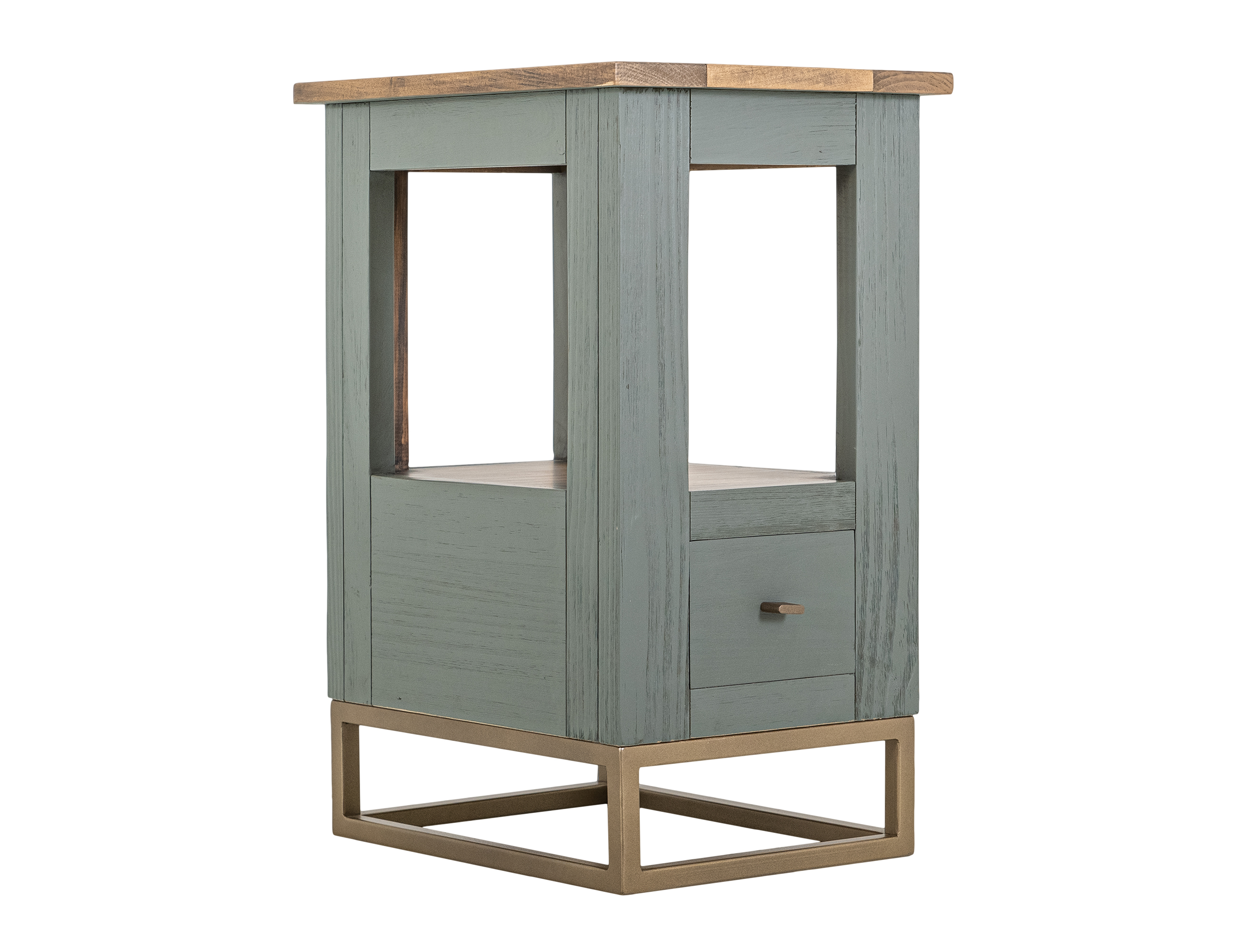 IFD Timber Forest Green 1 Drawer Chairside Table