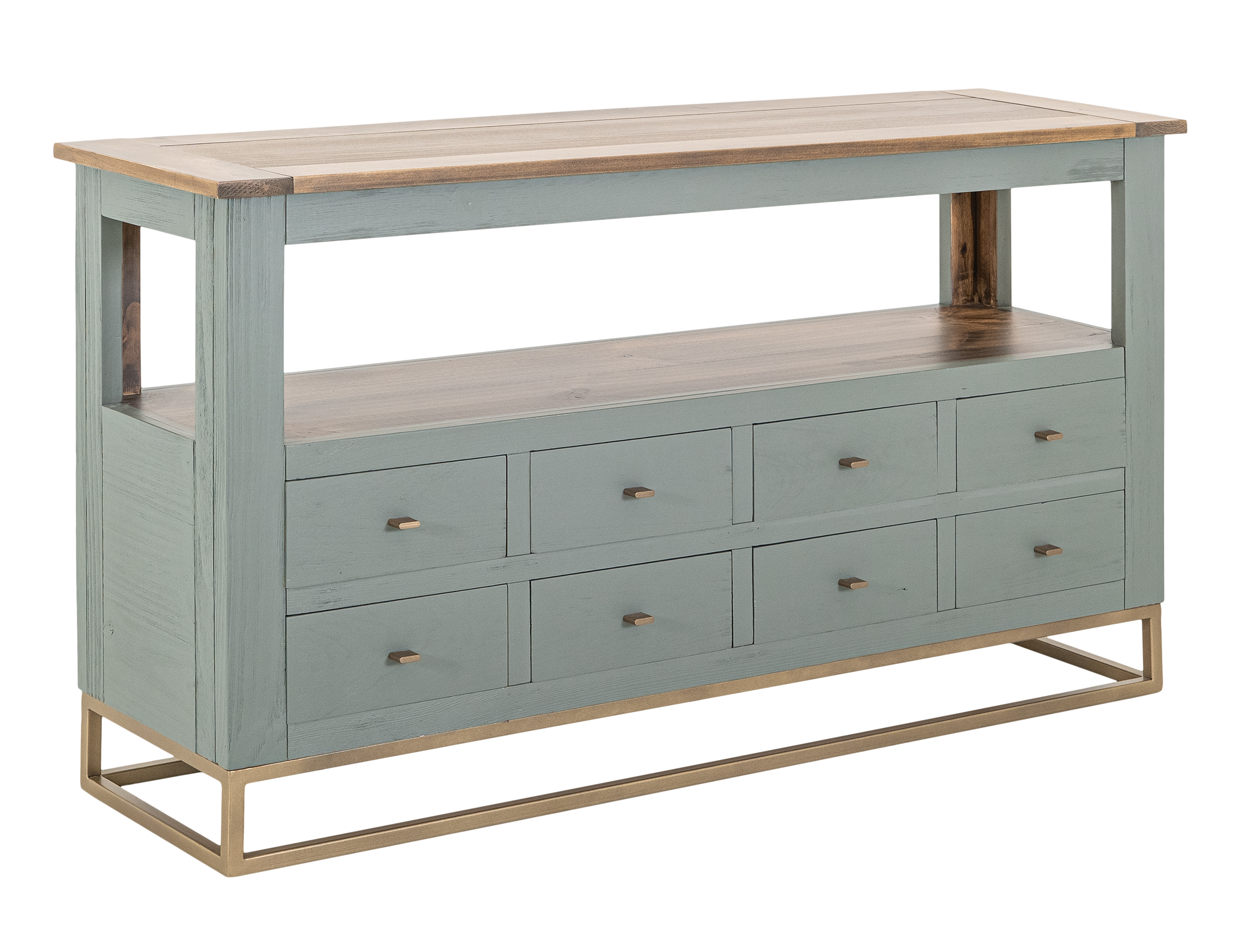 IFD Timber Forest Green 8 Drawer Sofa Table