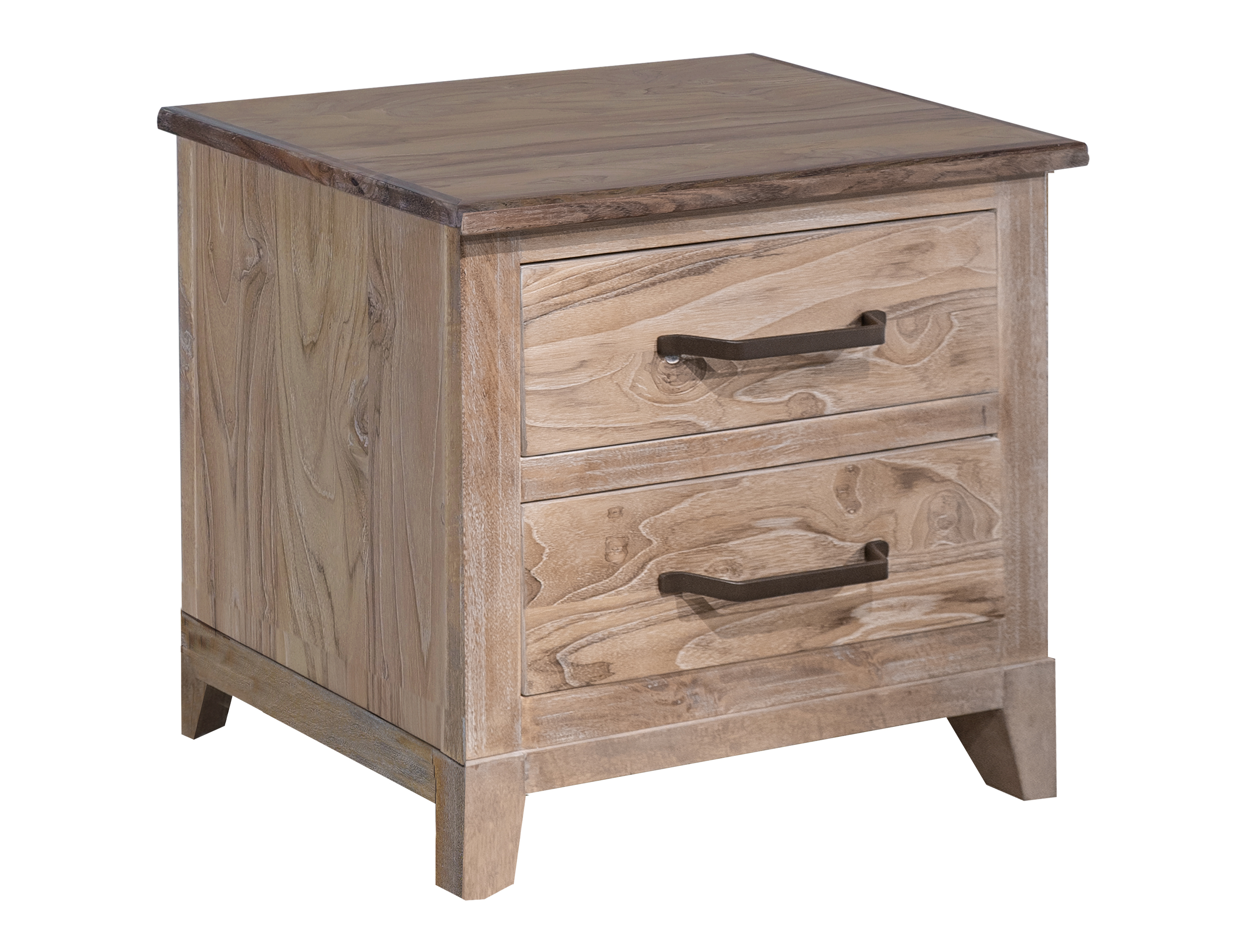 IFD Teak Ivory White 2 Drawer Nightstand