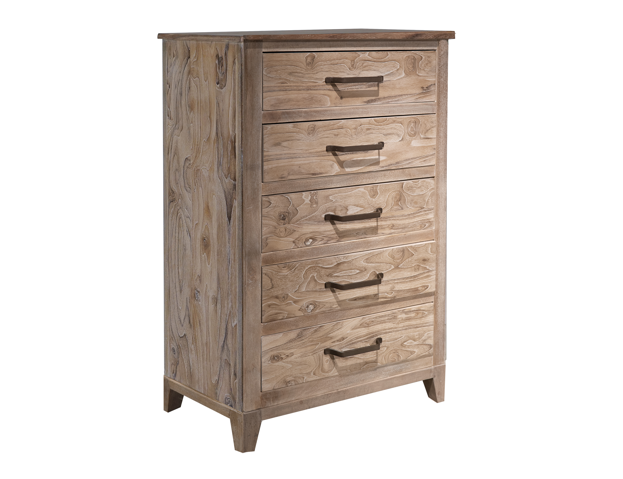 IFD Teak Ivory White 5 Drawer Chest