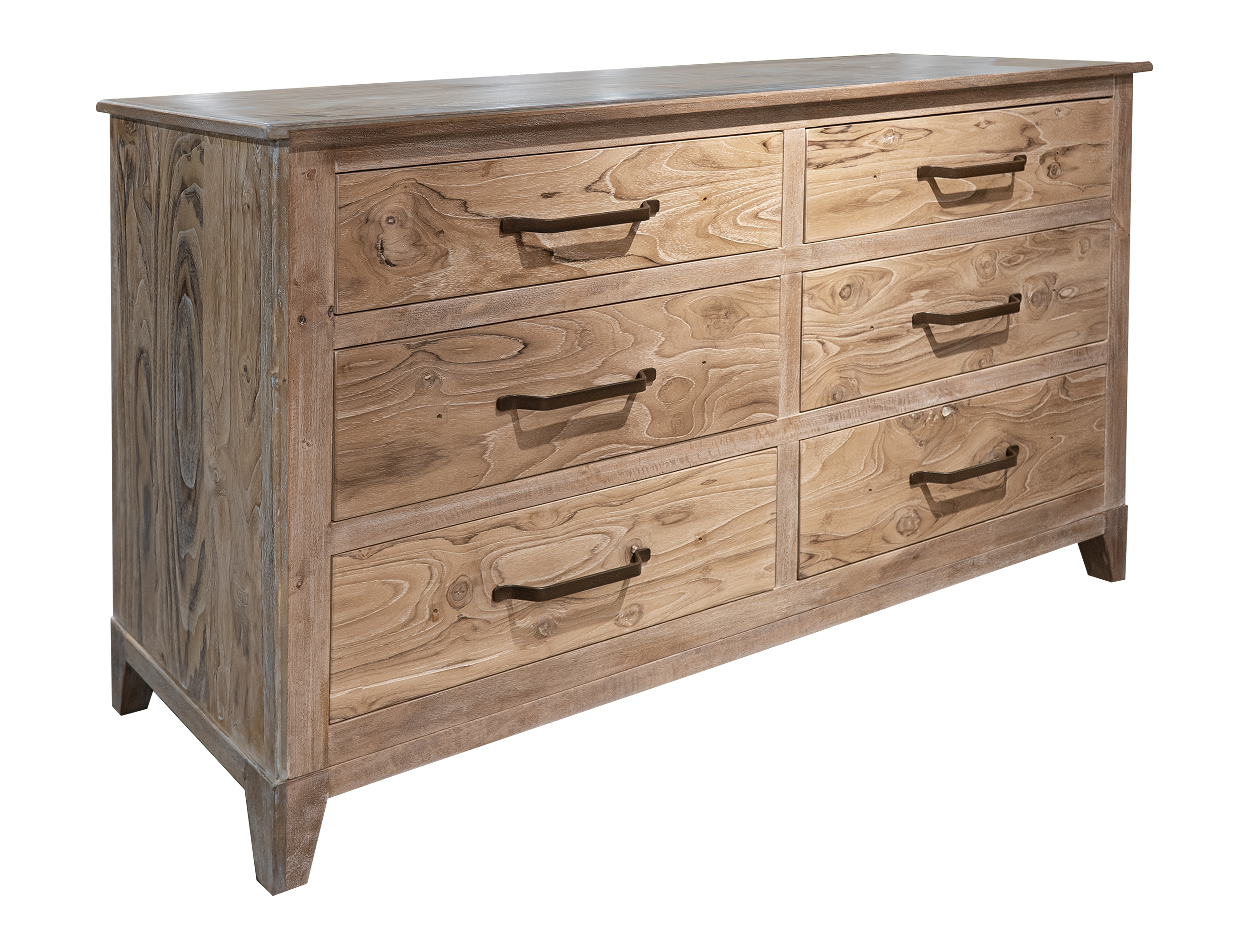 IFD Teak Ivory White 6 Drawer Dresser