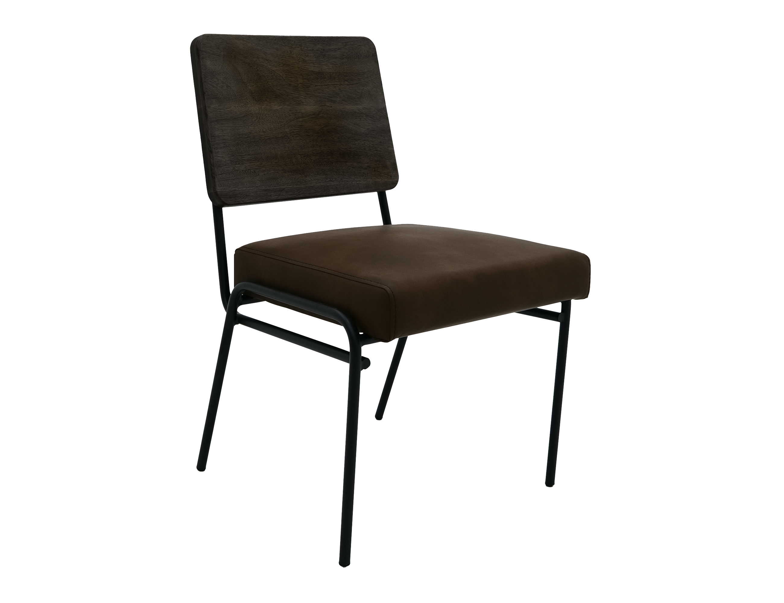 2 IFD Balam Oil Black Upholstered Seat Chairs with Metal Base