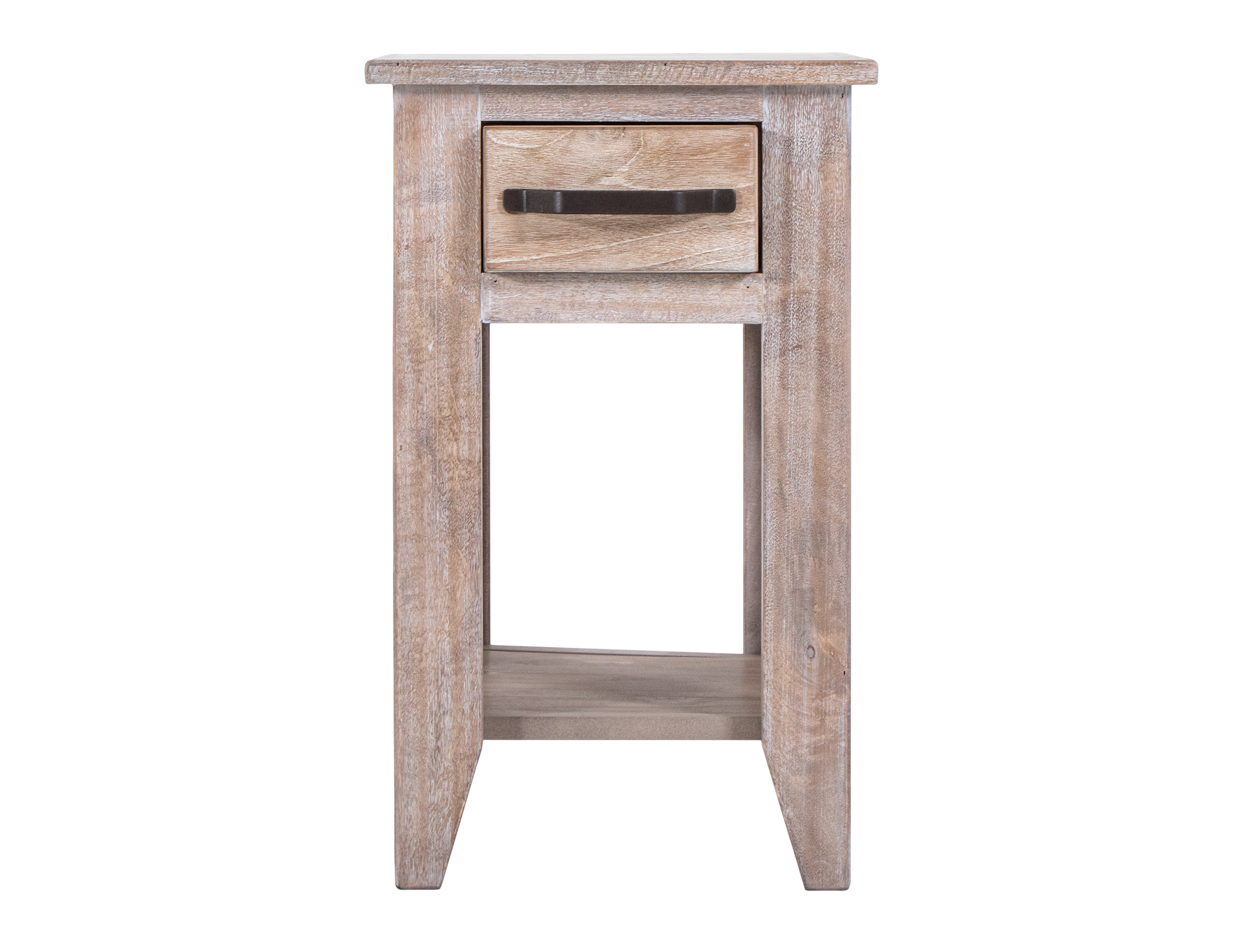 IFD Teak Ivory White 1 Drawer Chairside Table