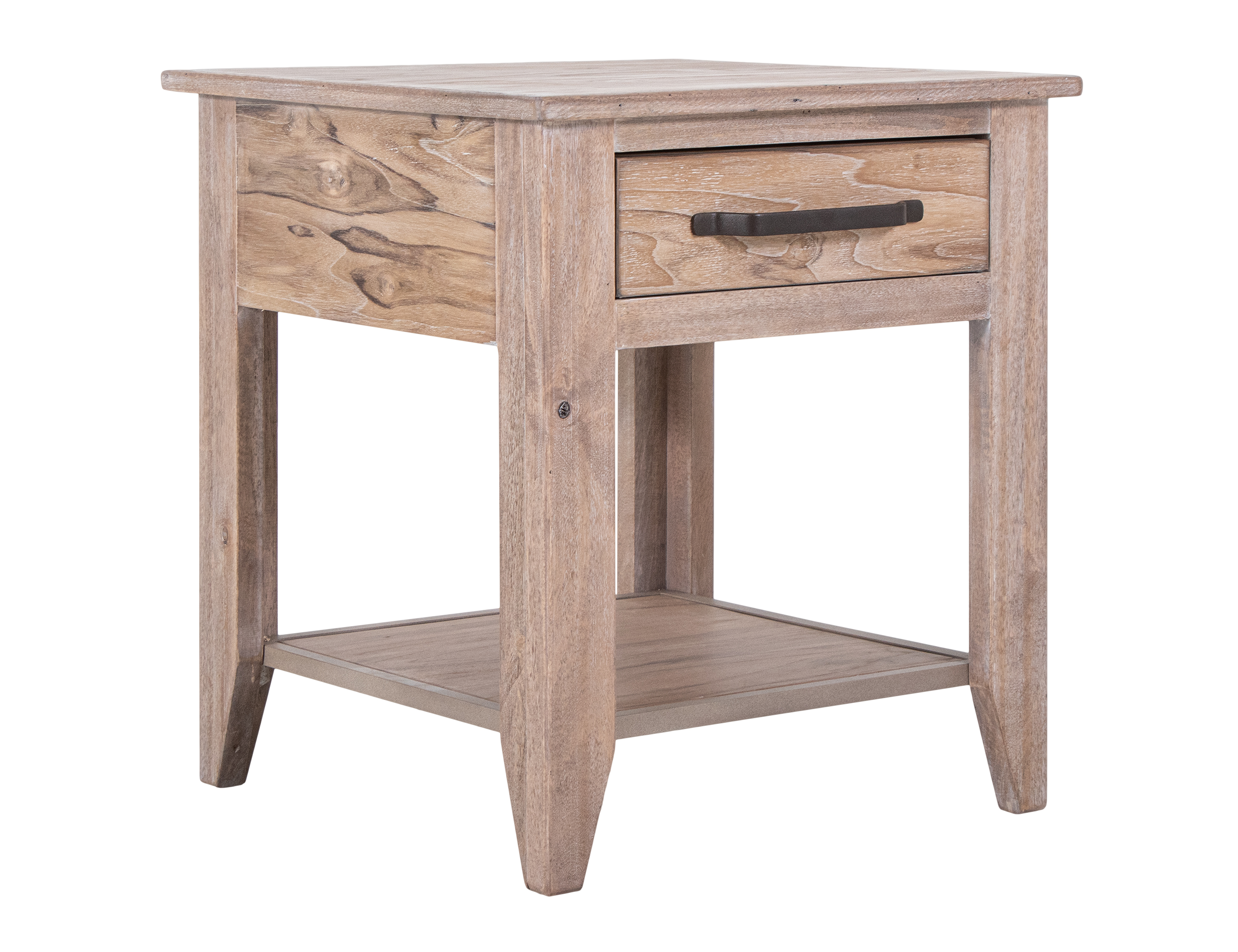 IFD Teak Ivory White 1 Drawer End Table
