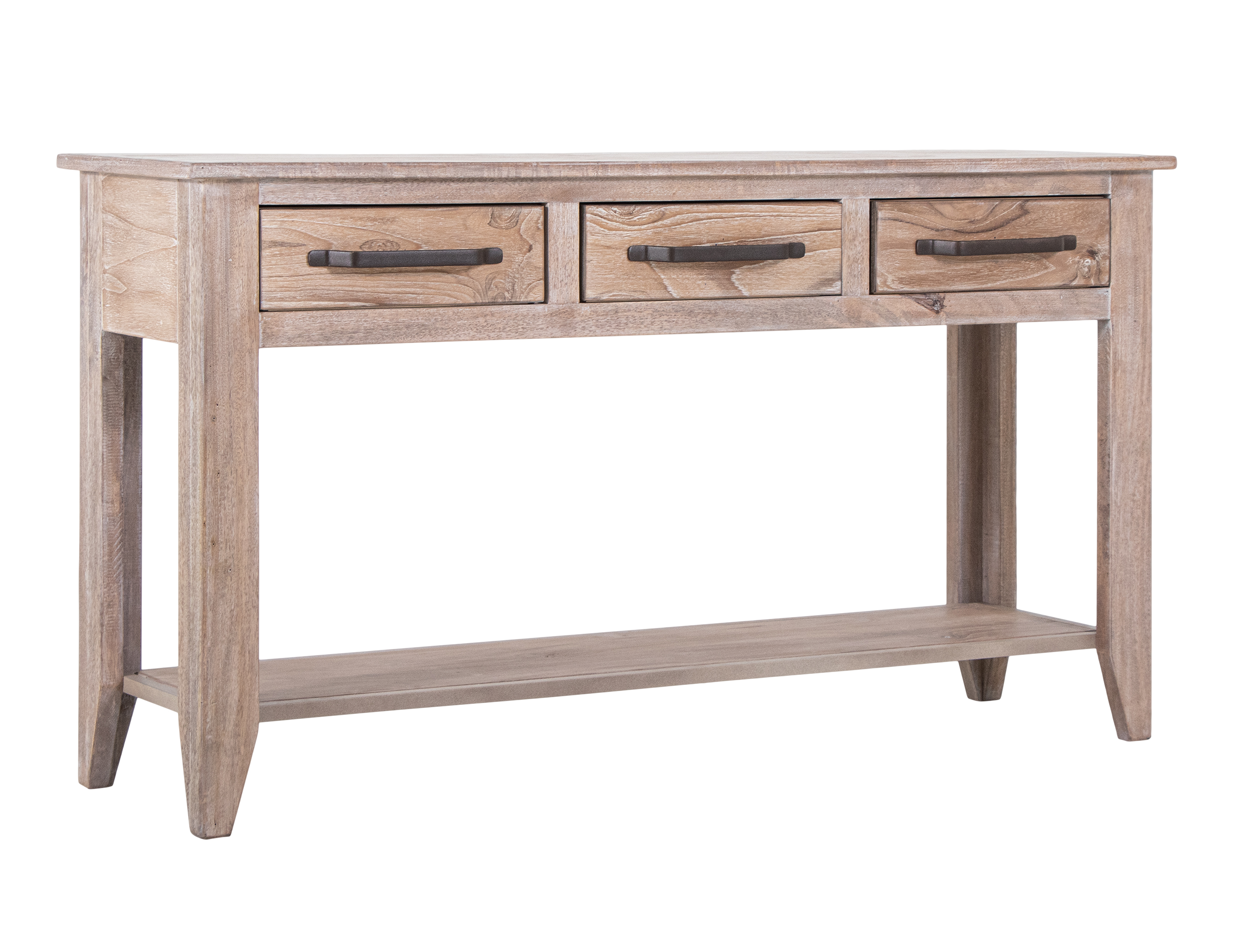 IFD Teak Ivory White 3 Drawer Sofa Table