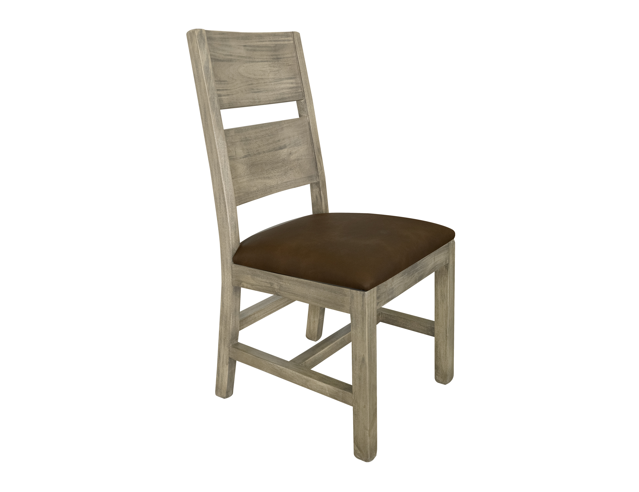 2 IFD Teak Ivory White Upholstered Seat Chairs