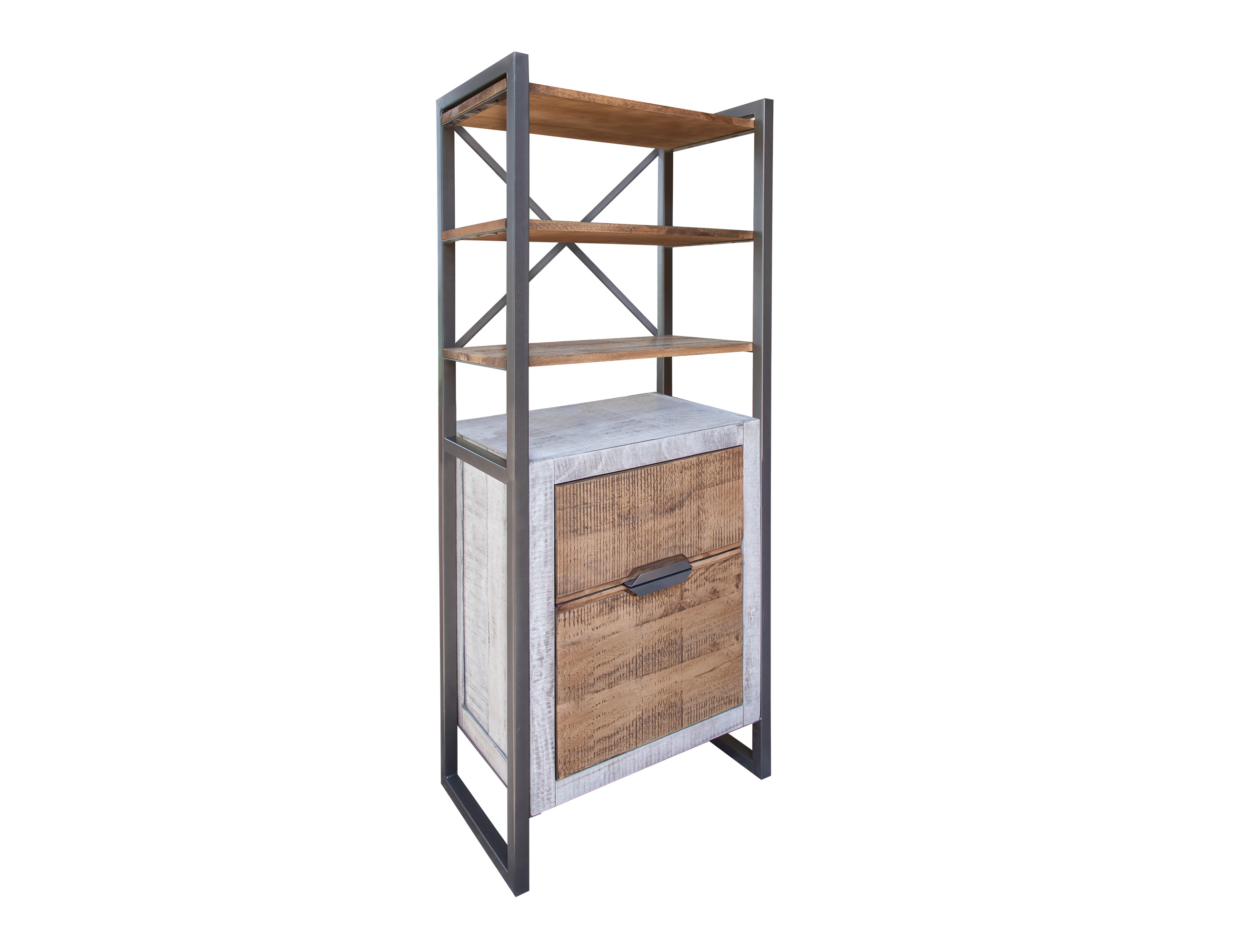 IFD Mita Honey Brown Ligh Gray 2 Drawers Bookcase