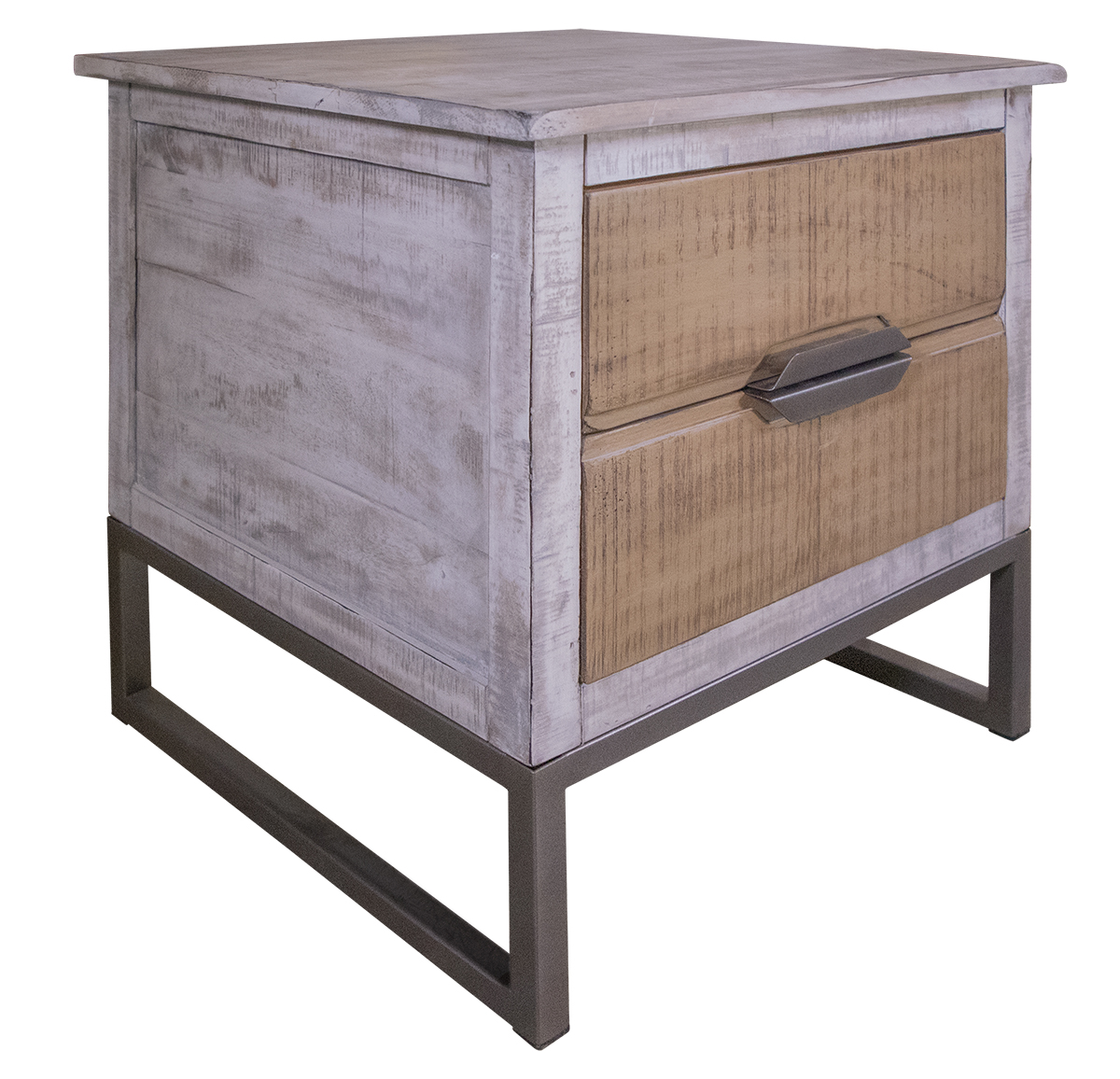 IFD Mita Honey Brown Ligh Gray 2 Drawers End Table