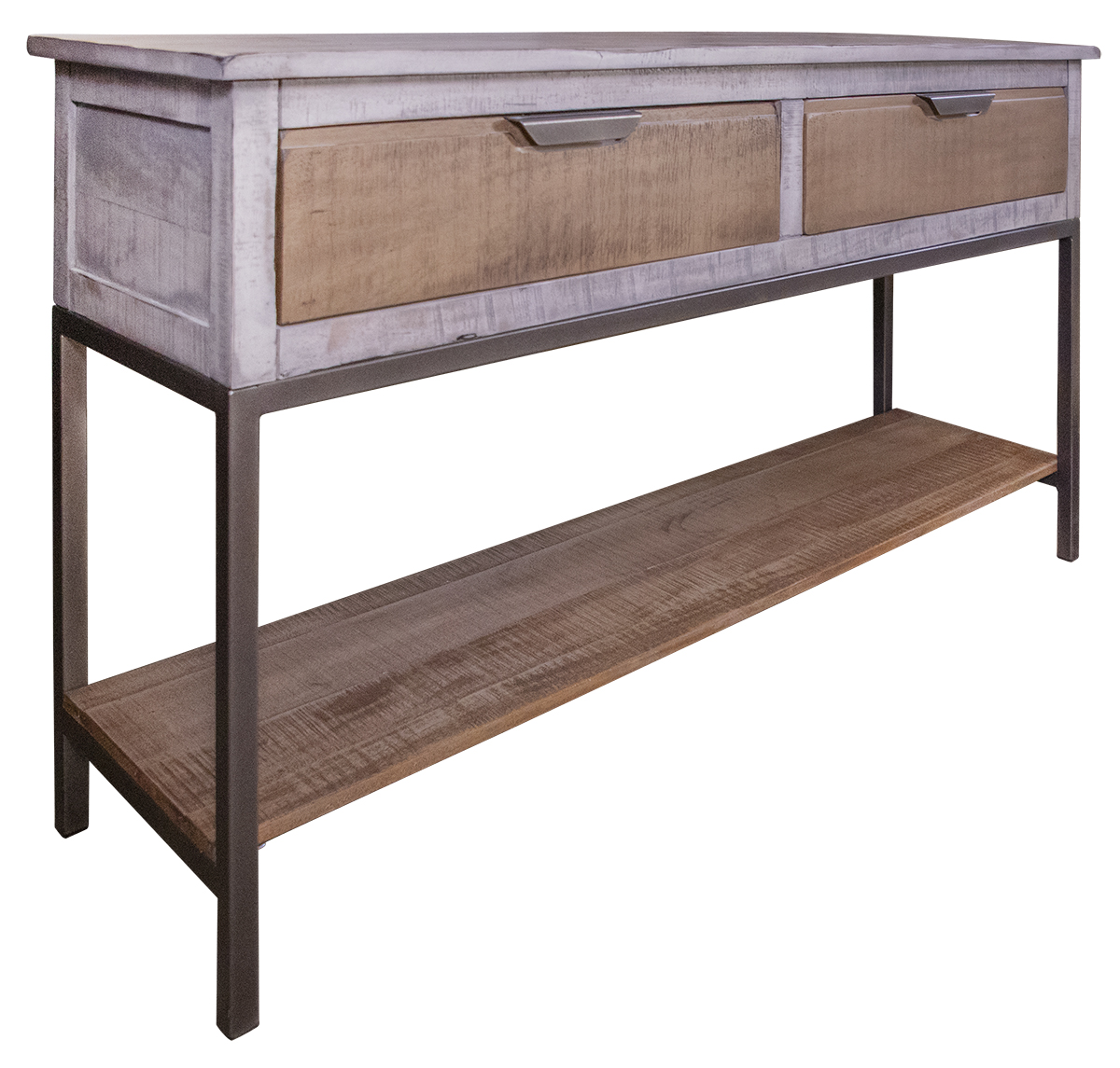 IFD Mita Honey Brown Ligh Gray 2 Drawers Sofa Table