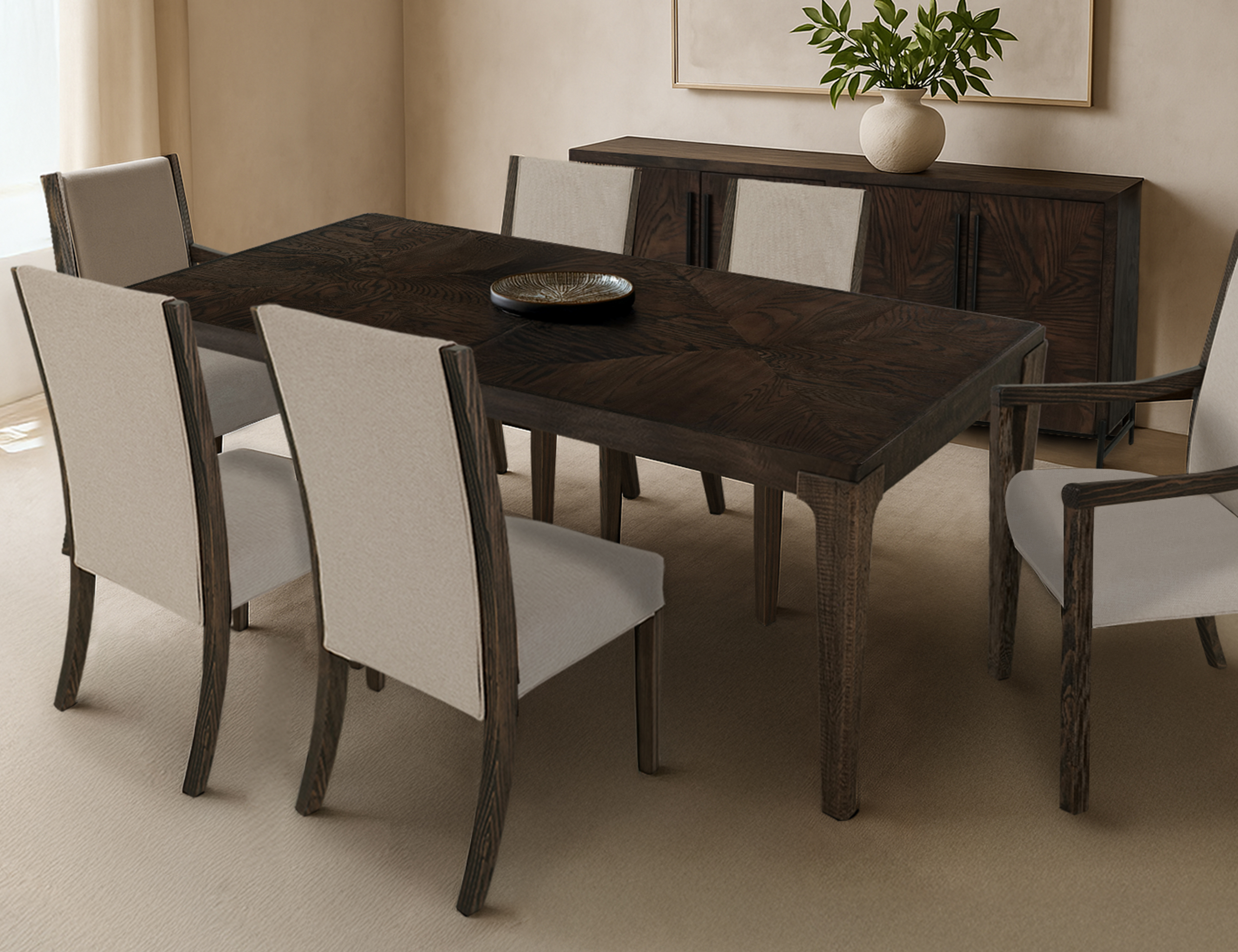 IFD Verona Dark Brown Ivory 5pc Dining Room Set
