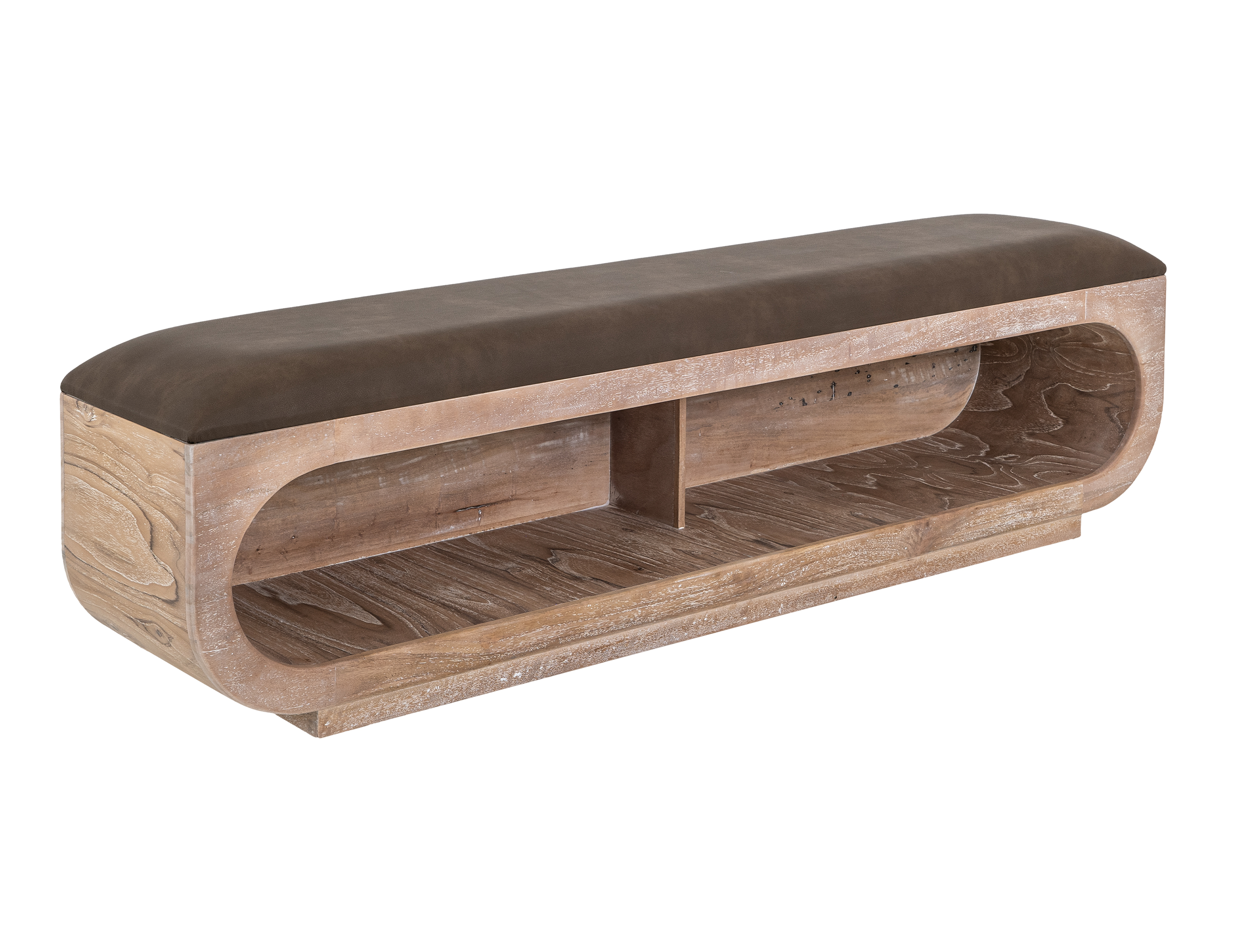IFD Balam Ivory White Brown PU Bench