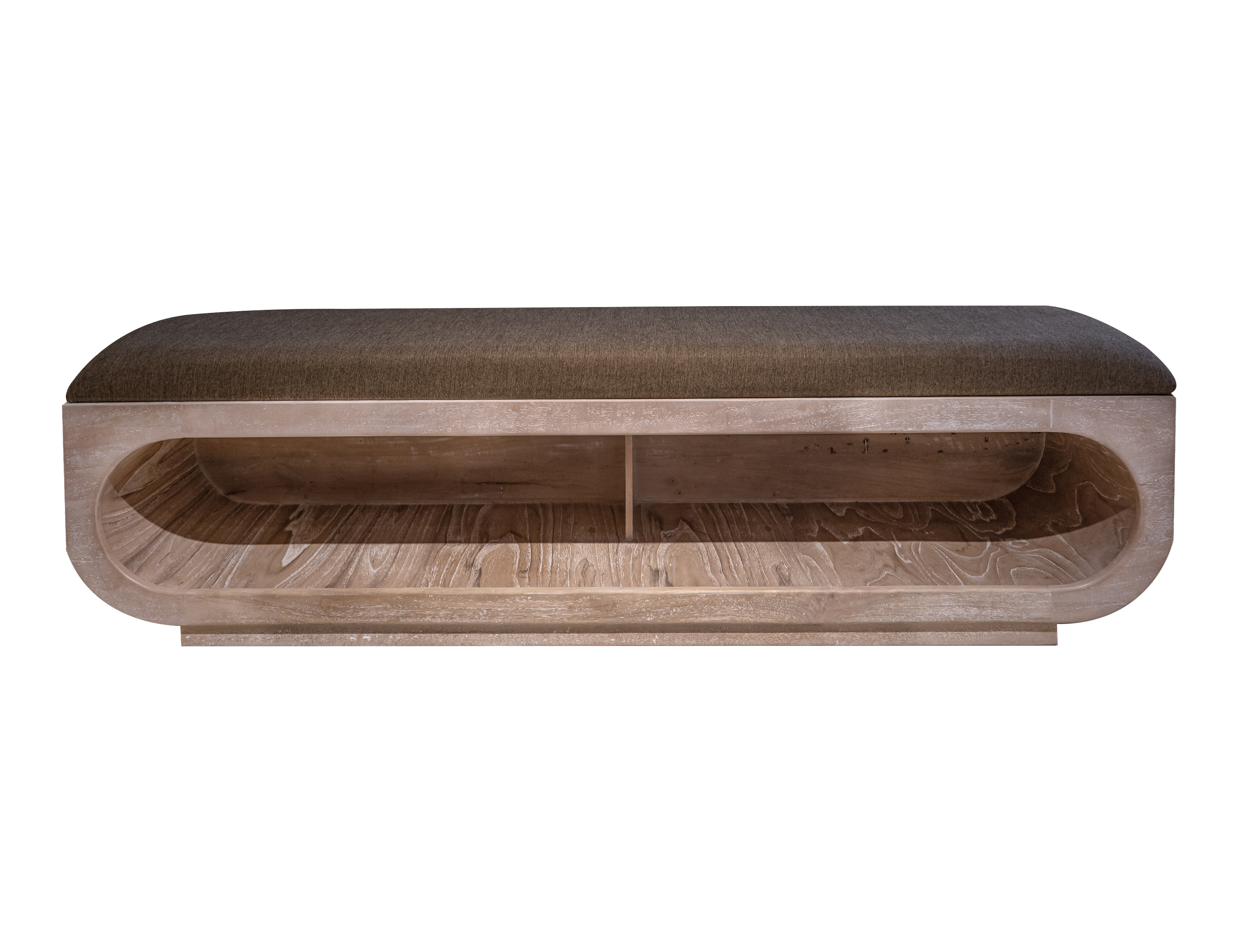 IFD Balam Ivory White Brown Fabric Bench