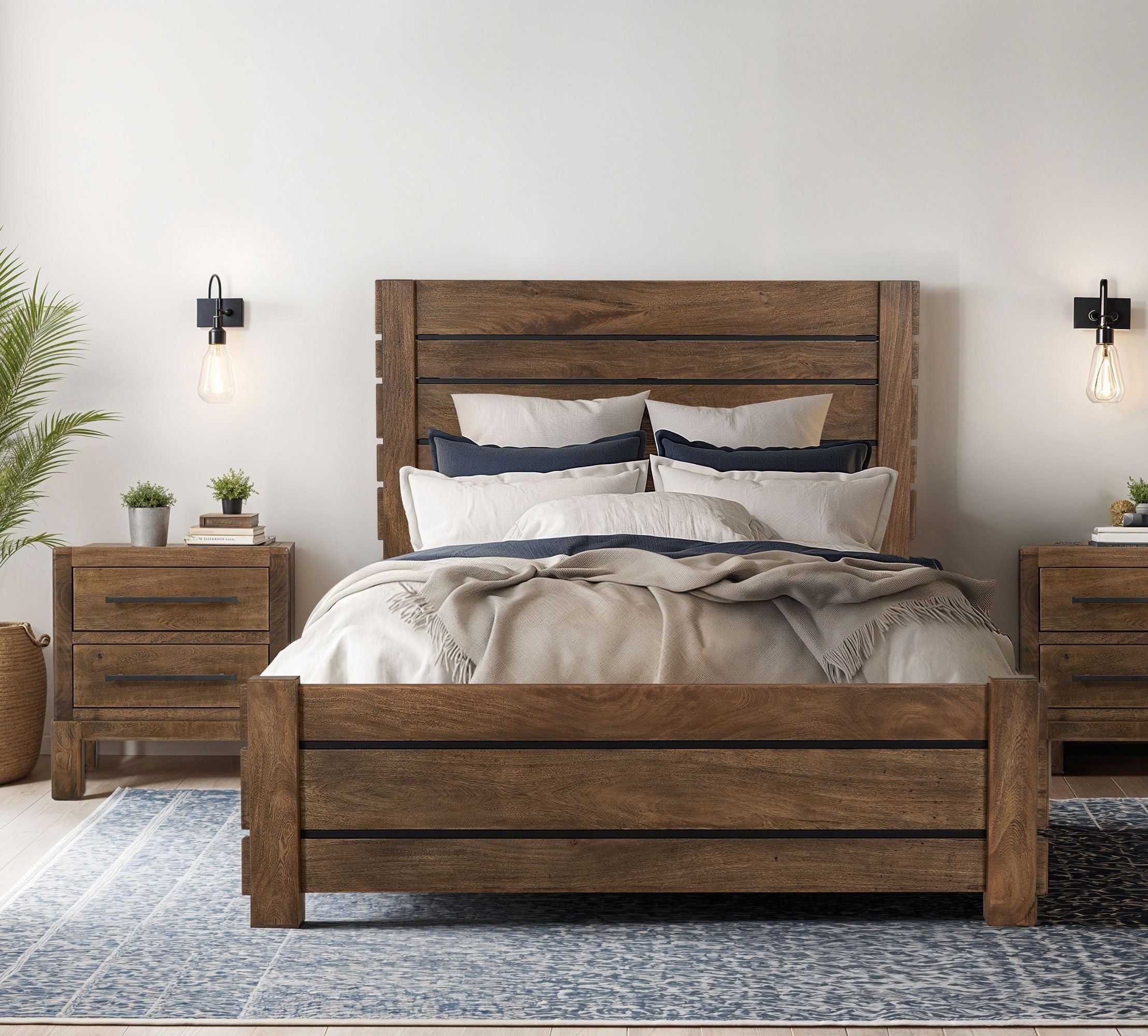 IFD Merida Barrel Brown 2pc Bedroom Set with King Bed