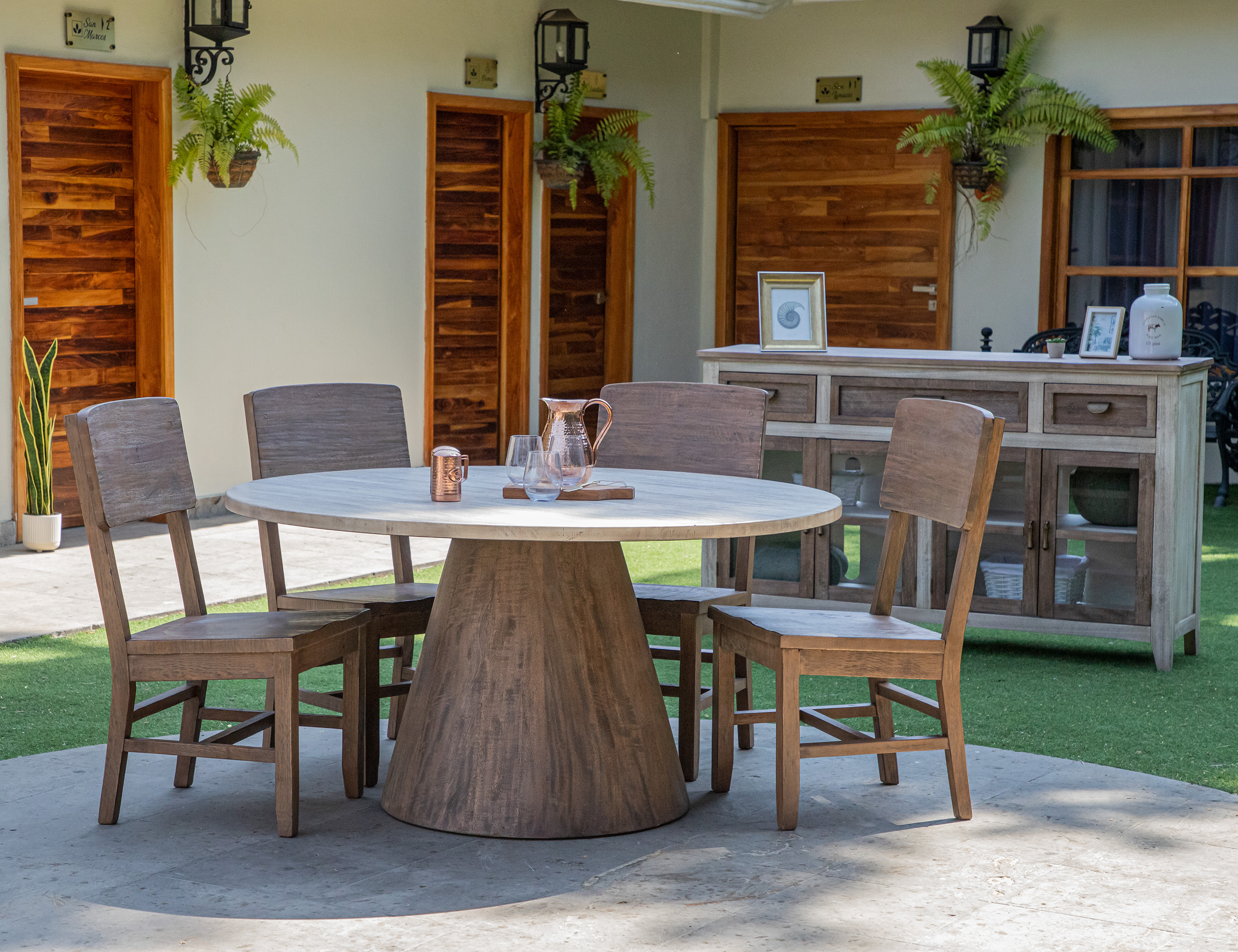 IFD Sahara Light Cream Brown Caramel 5pc Dining Room Set