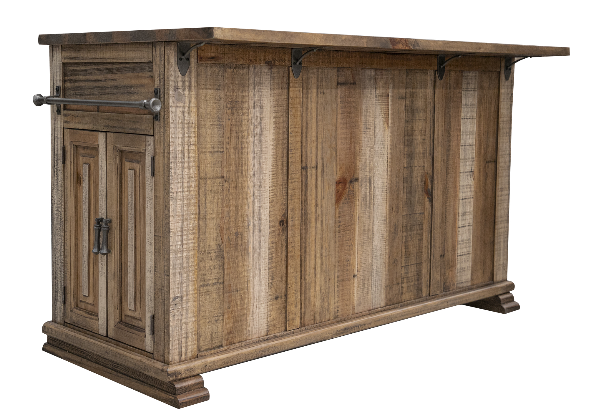 IFD Marquez Two Tone Light Brown 3 Drawer Kitchen Island