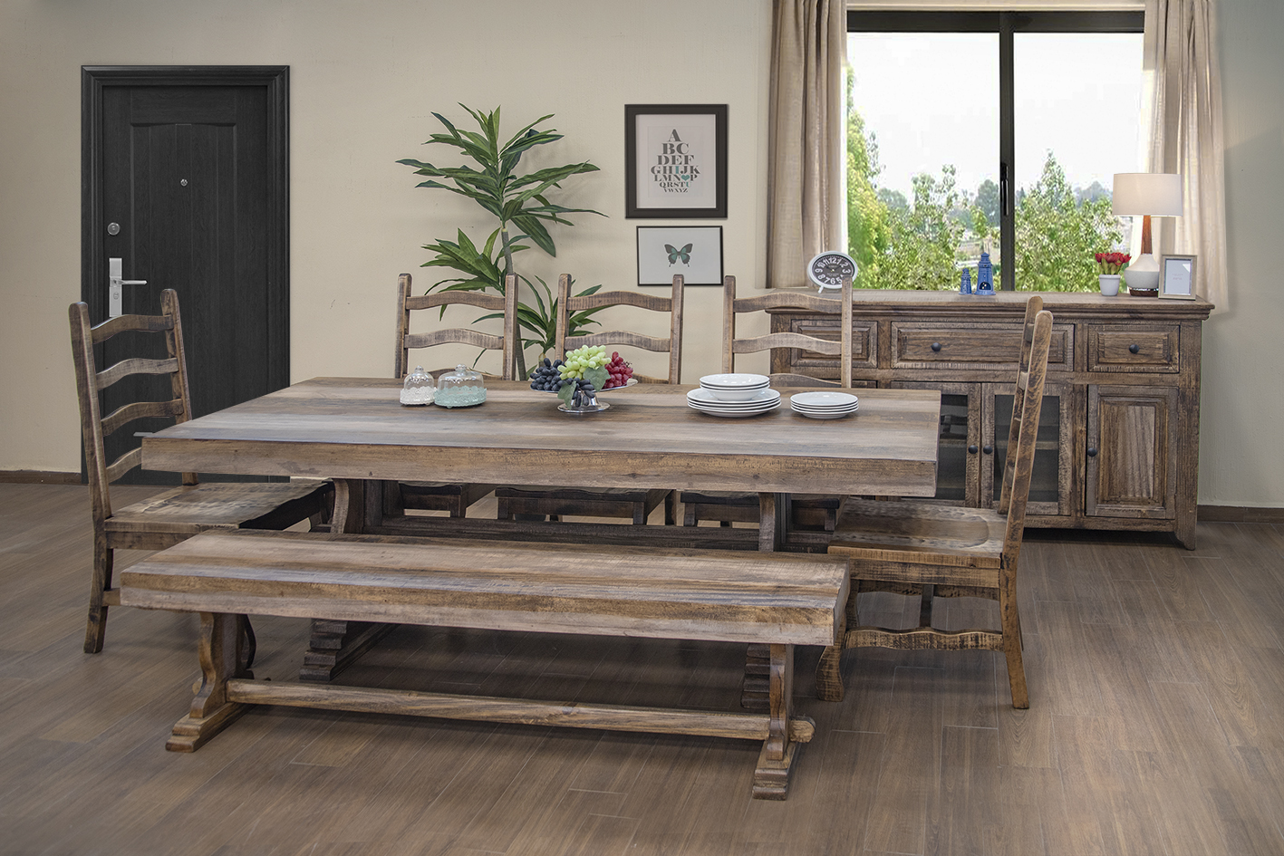 IFD Marquez Two Tone Light Brown 6pc Dining Room Set