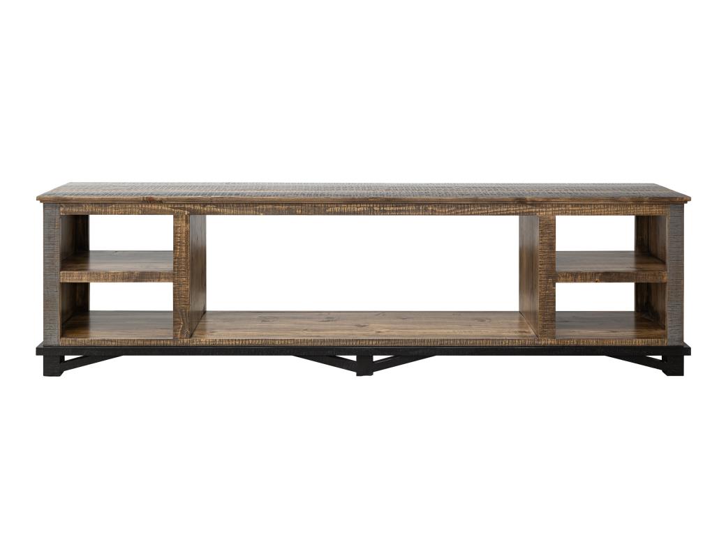 IFD Loft Two Tone Gray Brown 4 Shelves Fireplace TV Stand