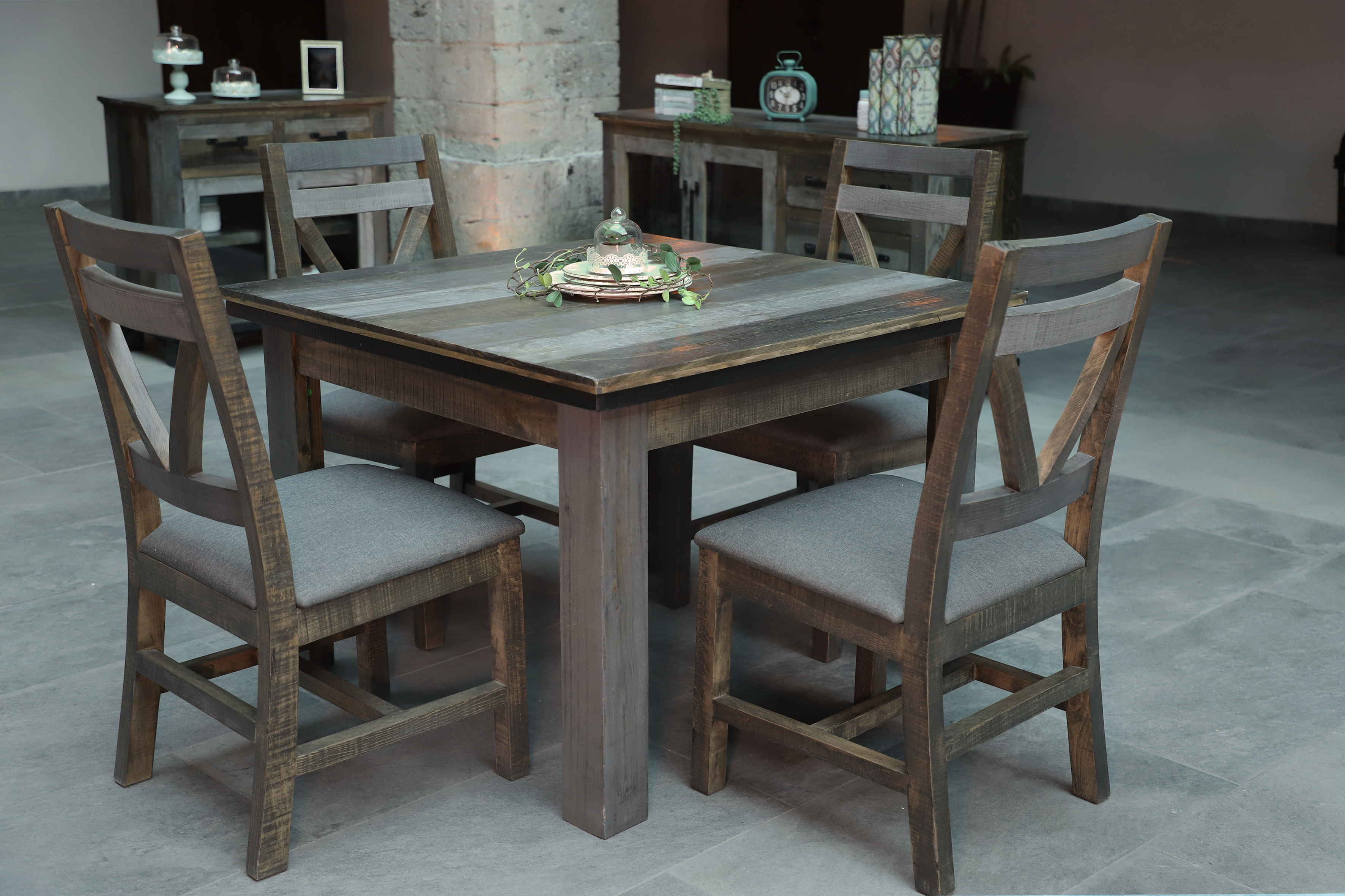 IFD Loft Two Tone Gray Brown 42 Inch 5pc Dining Room Set