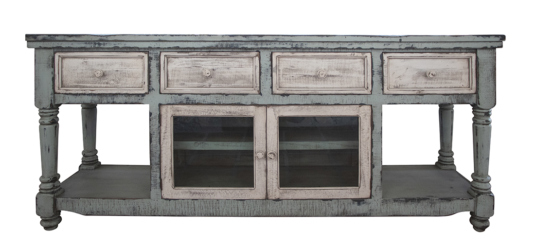 IFD Aruba Sky Blue Off White 70 Inch TV Stand