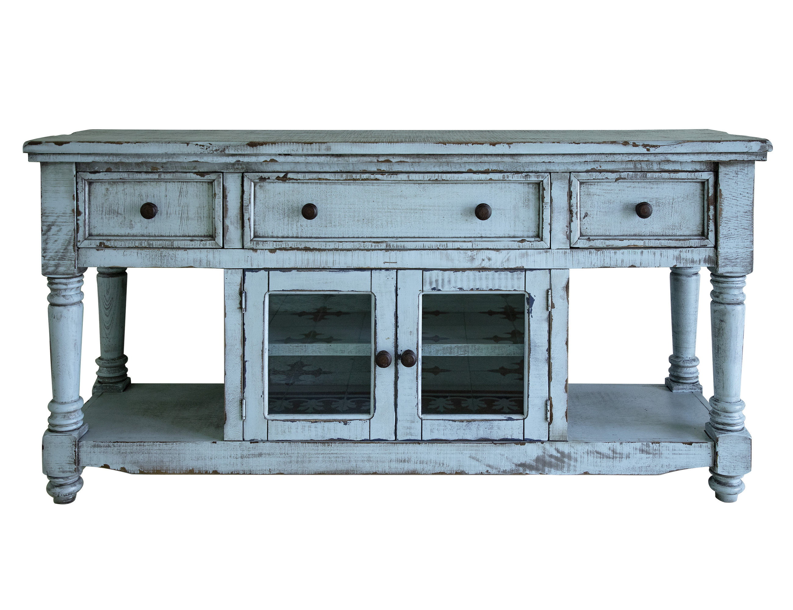 IFD Aruba Sky Blue 3 Drawers 70 Inch TV Stand